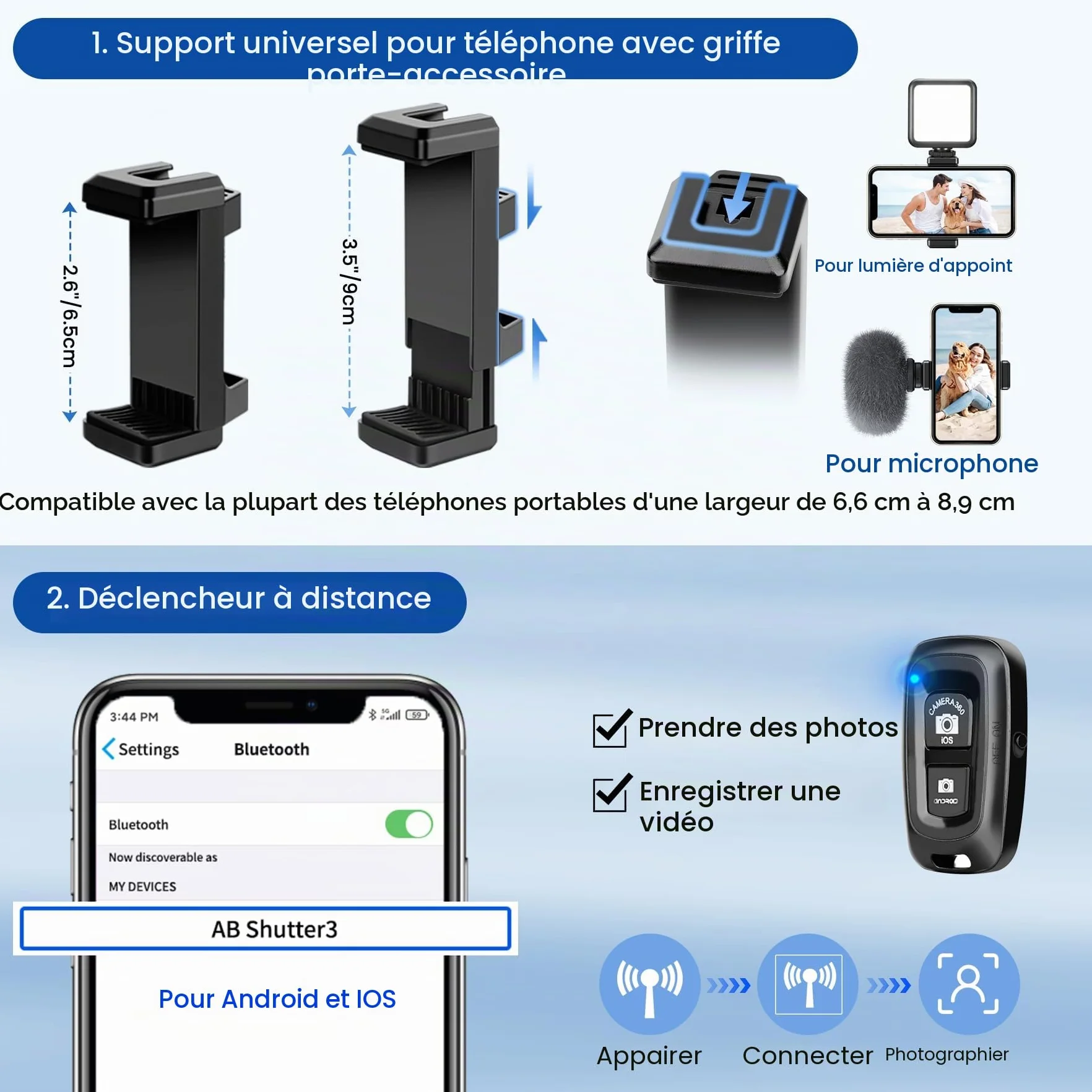 Victiv 162cm Nouveau Trepied Smartphone, Trépied Téléphone en Aluminium pour iPhone, Samsung, Huawei, avec Télécommande & Support, Portable Trépied Appareil Photo pour DSLR Caméra, Canon, Nikon, Sony