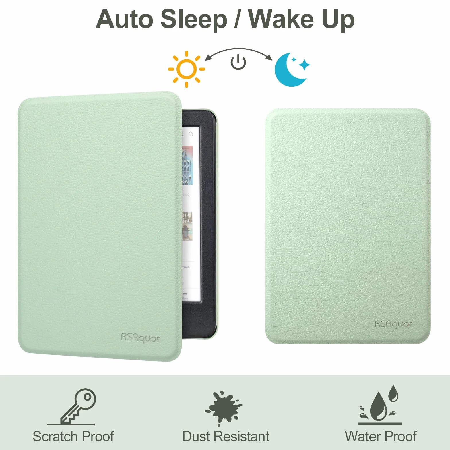 RSAquar Étui 6'' pour Kobo Clara Colour | BW | 2E, Tolino Shine Colour/Shine 5/4 avec Dragonne et Veille/Réveil Automatique, Agave Noir