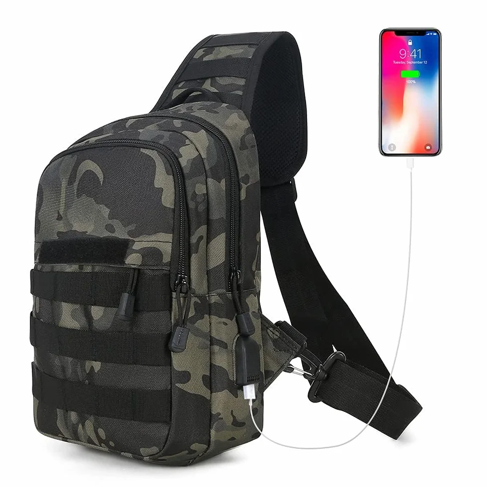 Sac Bandoulière Homme Tactique Sacoche Poitrine Militaire avec Poches Multiples Anti-Vol