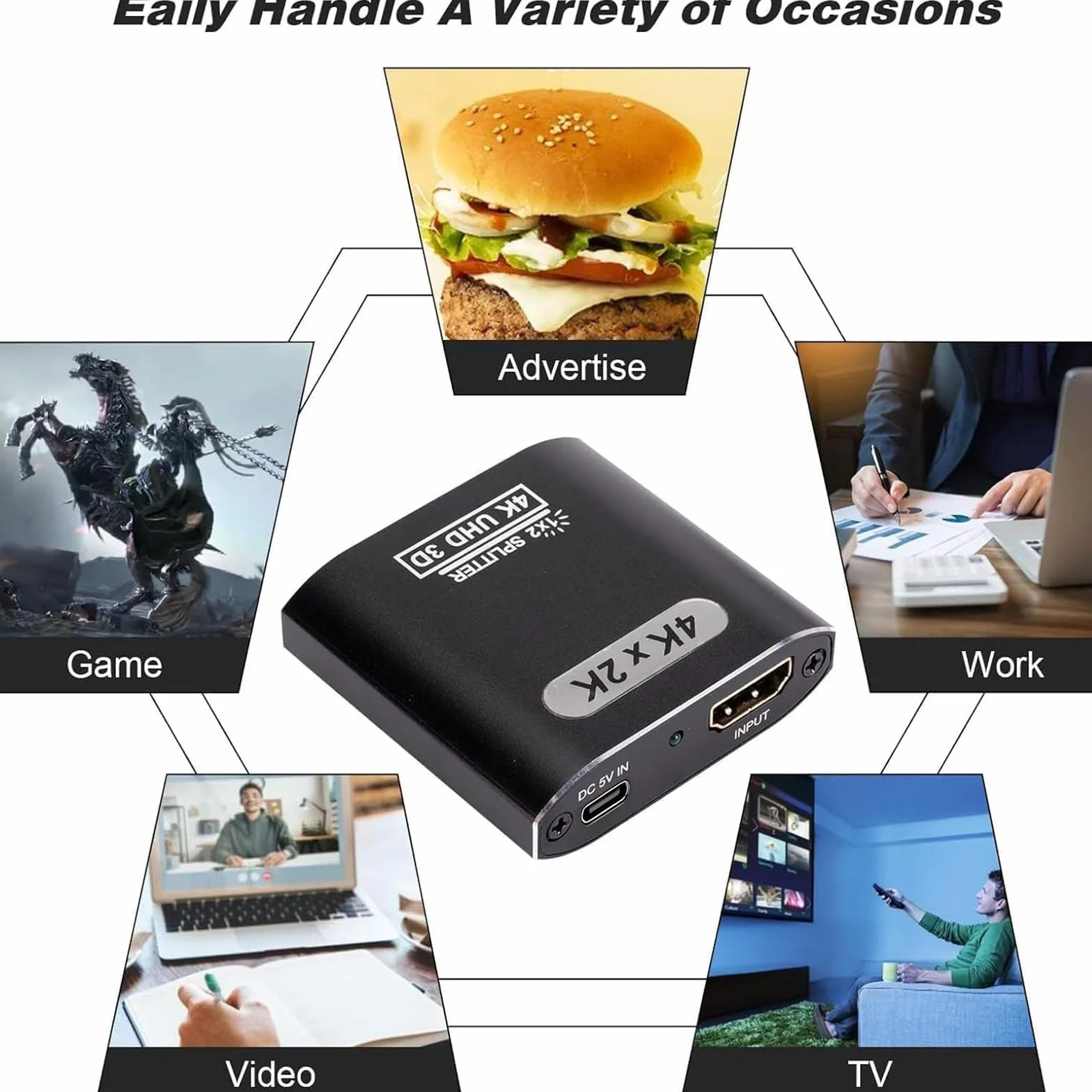 HDMI Splitter 1 entrée 2 Sorties - 4K Répartiteur hdmi 1 Input 2 Output pour Lecteurs DVD Consoles de Jeux appareils de Streaming - Miroir Uniquement ne Pas étendre