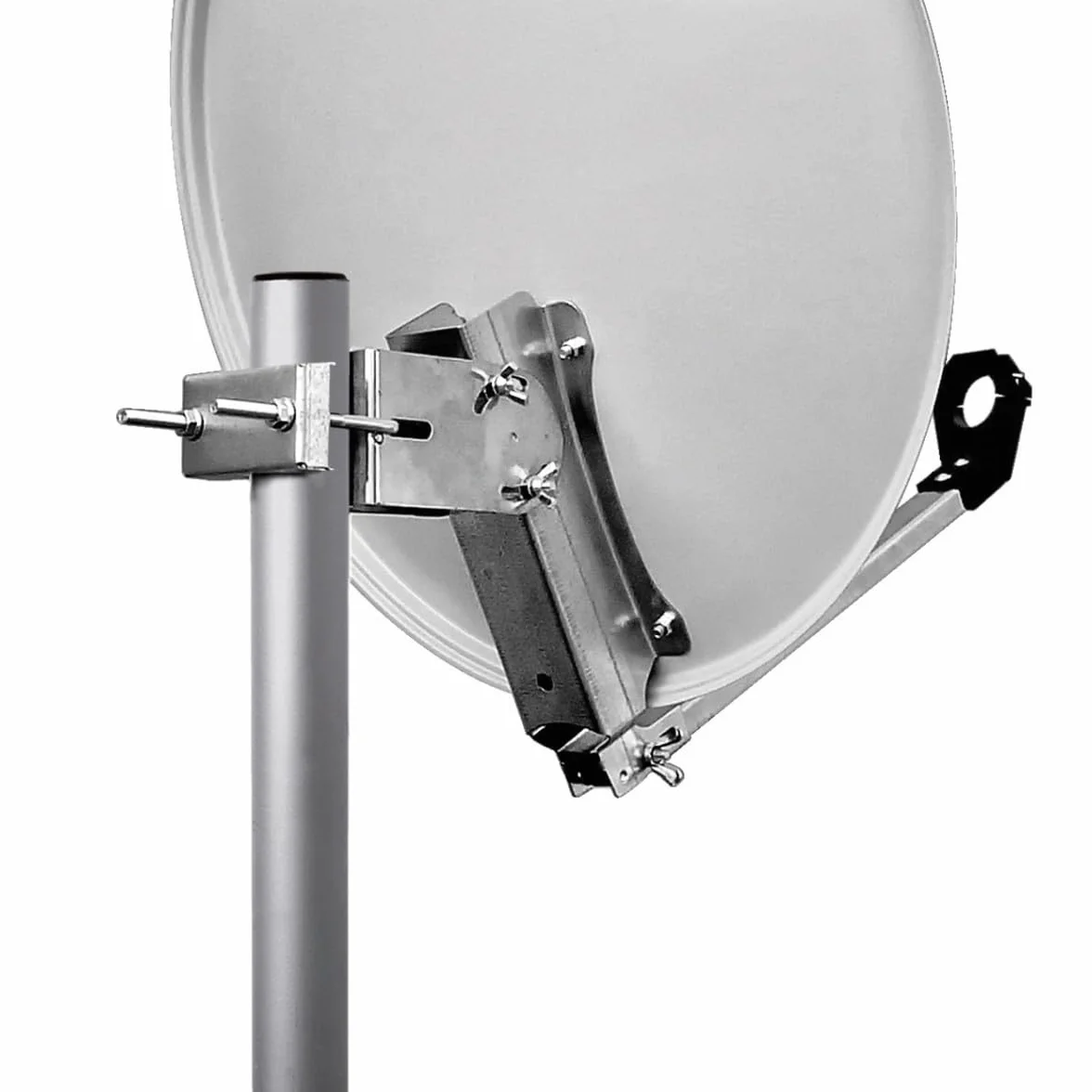 Pack HDSAT Parabole Satellite Acier 60cm avec Support LNB + LNB Single + Décodeur Satellite Astra HD + Carte
