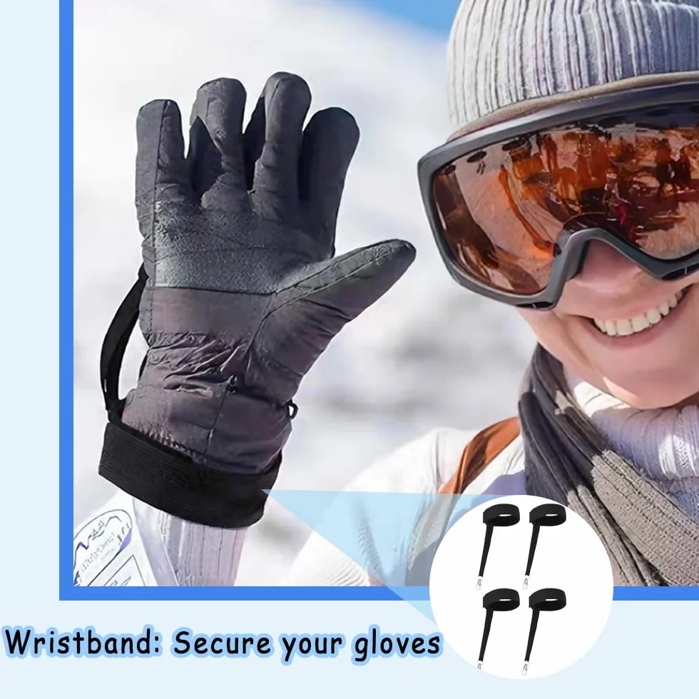 Sangles de Poignet pour Gants de Ski Sangle de Sécurité Réglable Anti-Perte 4 Pièces