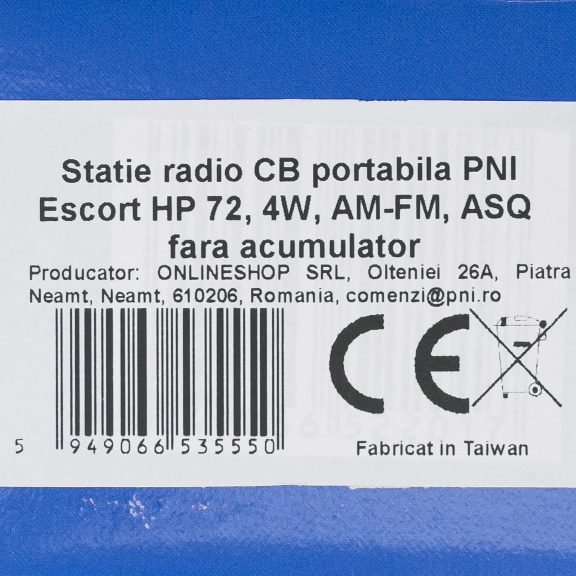 PNI Escort HP 72 Station de Radio Portable 4 W AM-FM ASQ Dual Watch Scan sans Batterie