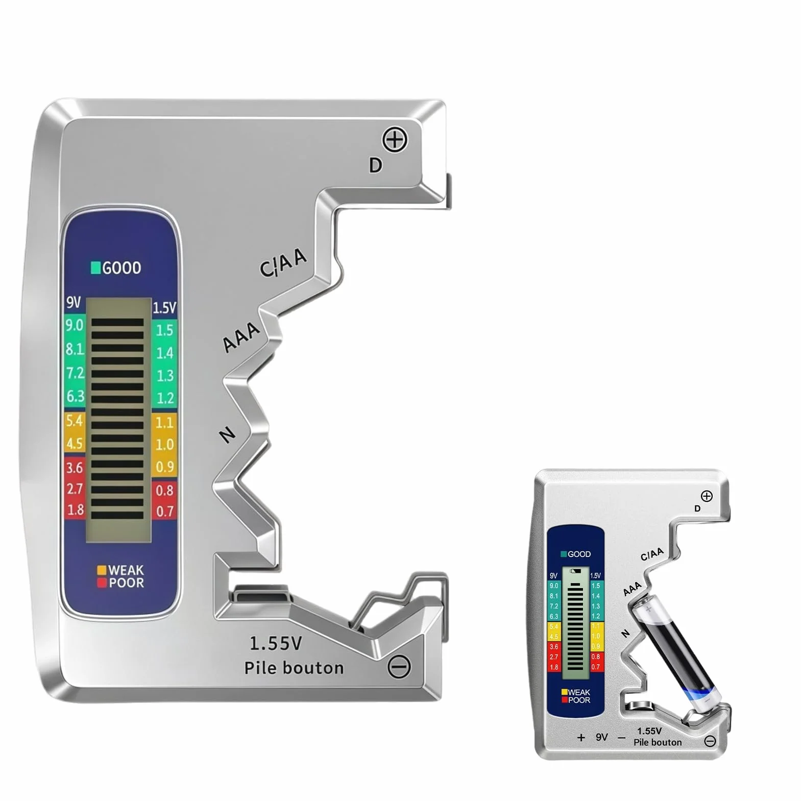 Universal Battery Tester pour Piles AA AAA C D N 9V 1.5V