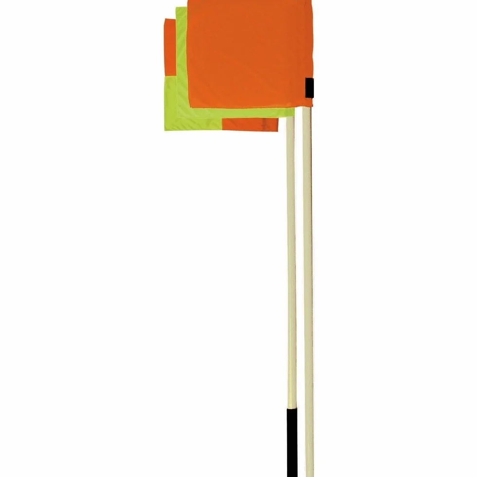 Visiodirect Lot 4 Poteaux de Corner monotube Drapeaux Rouge Jaune Blanc damiers