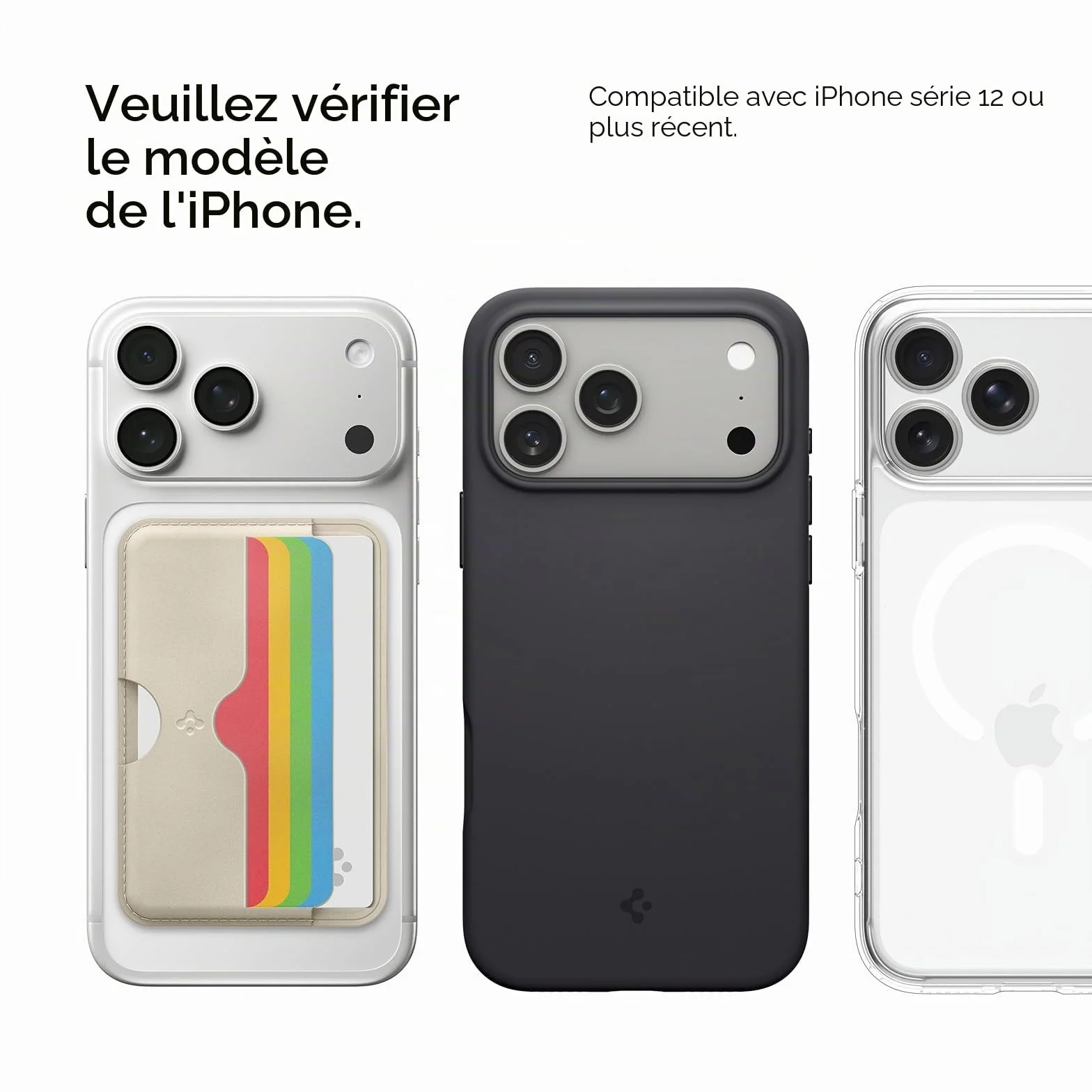 Caseology by Spigen Folder Pop Magsafe Porte-Cartes magnétique Silicone antidérapant Compatible iPhone 17/16/15/14/13/12 Series Arc-en-Ciel