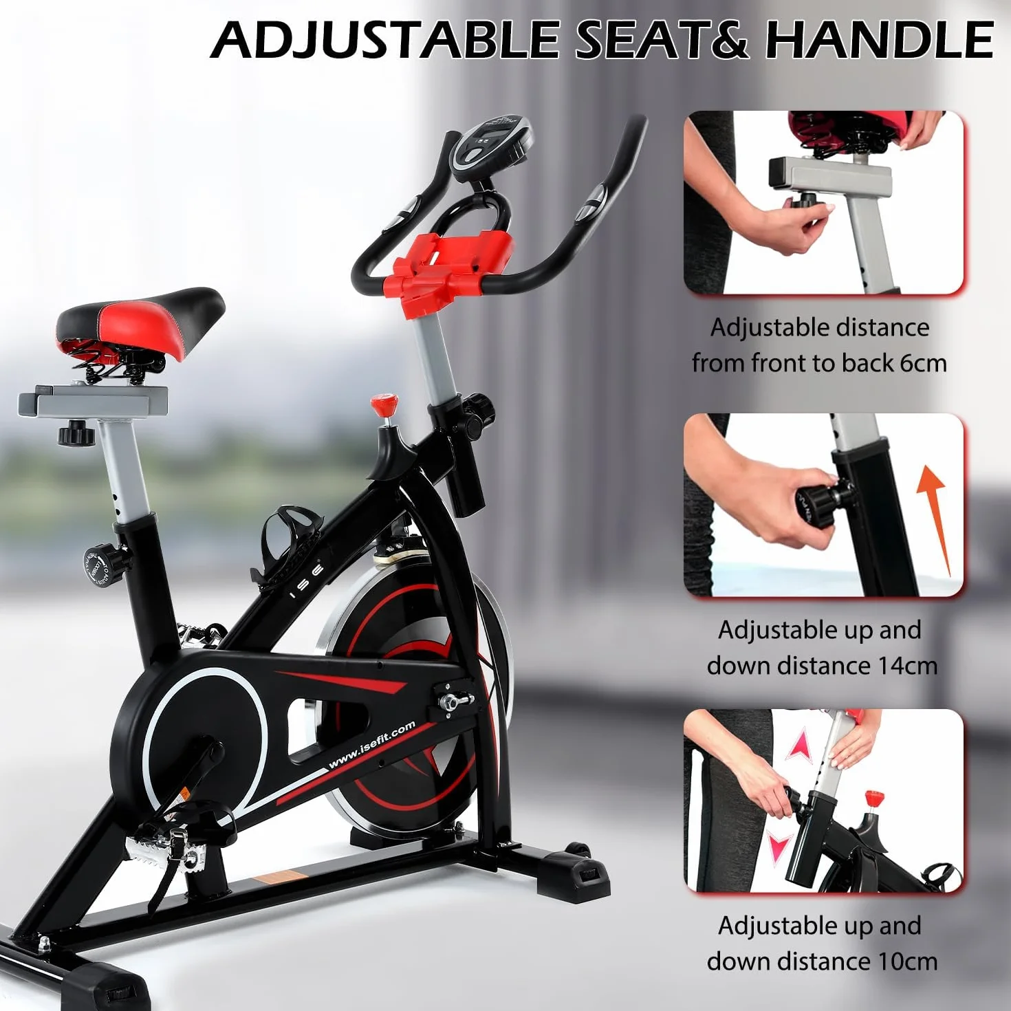 ISE Velo Appartement Volant d'Inertie 13KG Cardio Silencieux Réglable en Hauteur