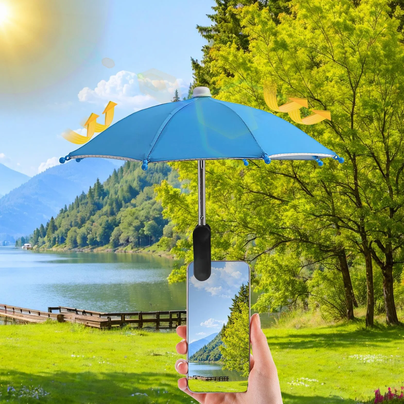 Genérico Parasol pour téléphone contre le soleil | Protection UV pour téléphone portable avec clip | Accessoires antireflets avec protection UV pour voiture, camping, plage, piscine extérieure