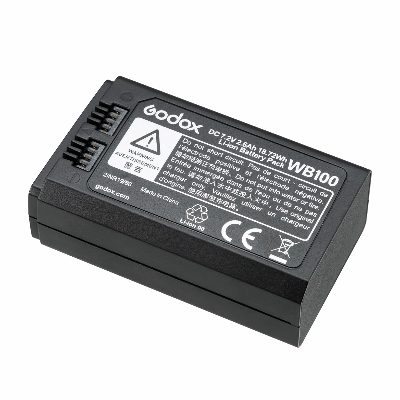 Godox WB100 Batterie, 2600mAh Batterie au Lithium pour Godox AD100Pro, Batterie de AD100 Pro
