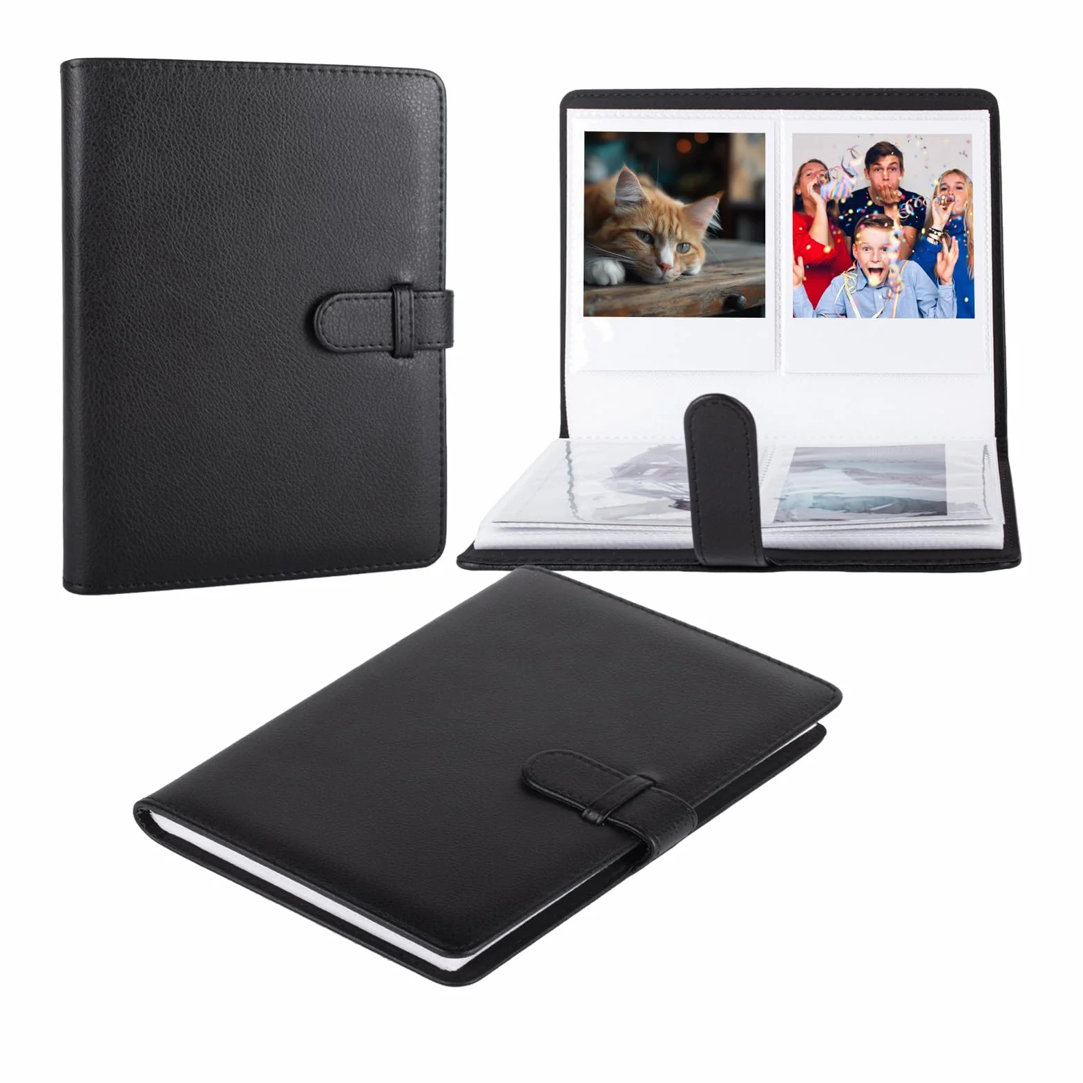 Album photo vintage pour Fuji Instax Wide 400/300/210/EVO, livre photo 80 pochettes en cuir PU pour Instax Wide/Polaroid Now/600/i-Type Camere Film – Album photo 8,9 x 10,8 cm – Noir