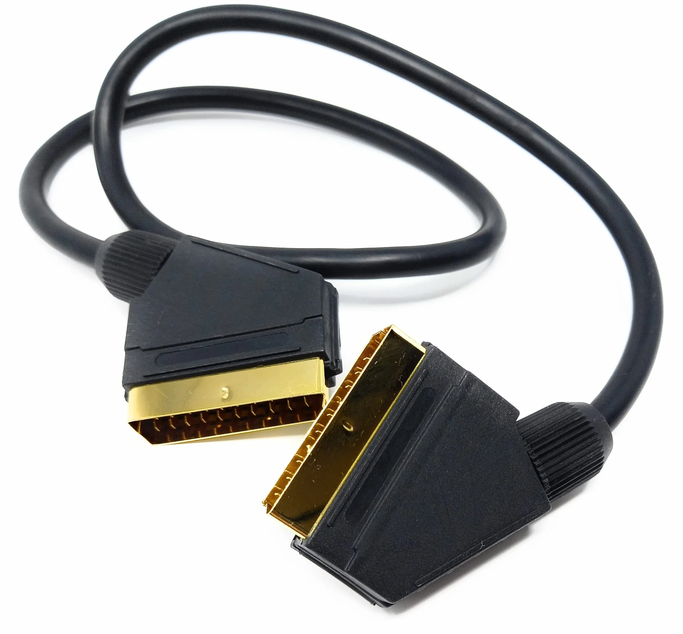 DRUT Câble péritel vers péritel Court de 75 cm, 21 Broches mâle à mâle (fiche à fiche) Cordon RVB pour TV, magnétoscope, Lecteur DVD plaqué Or 2,5 Pieds