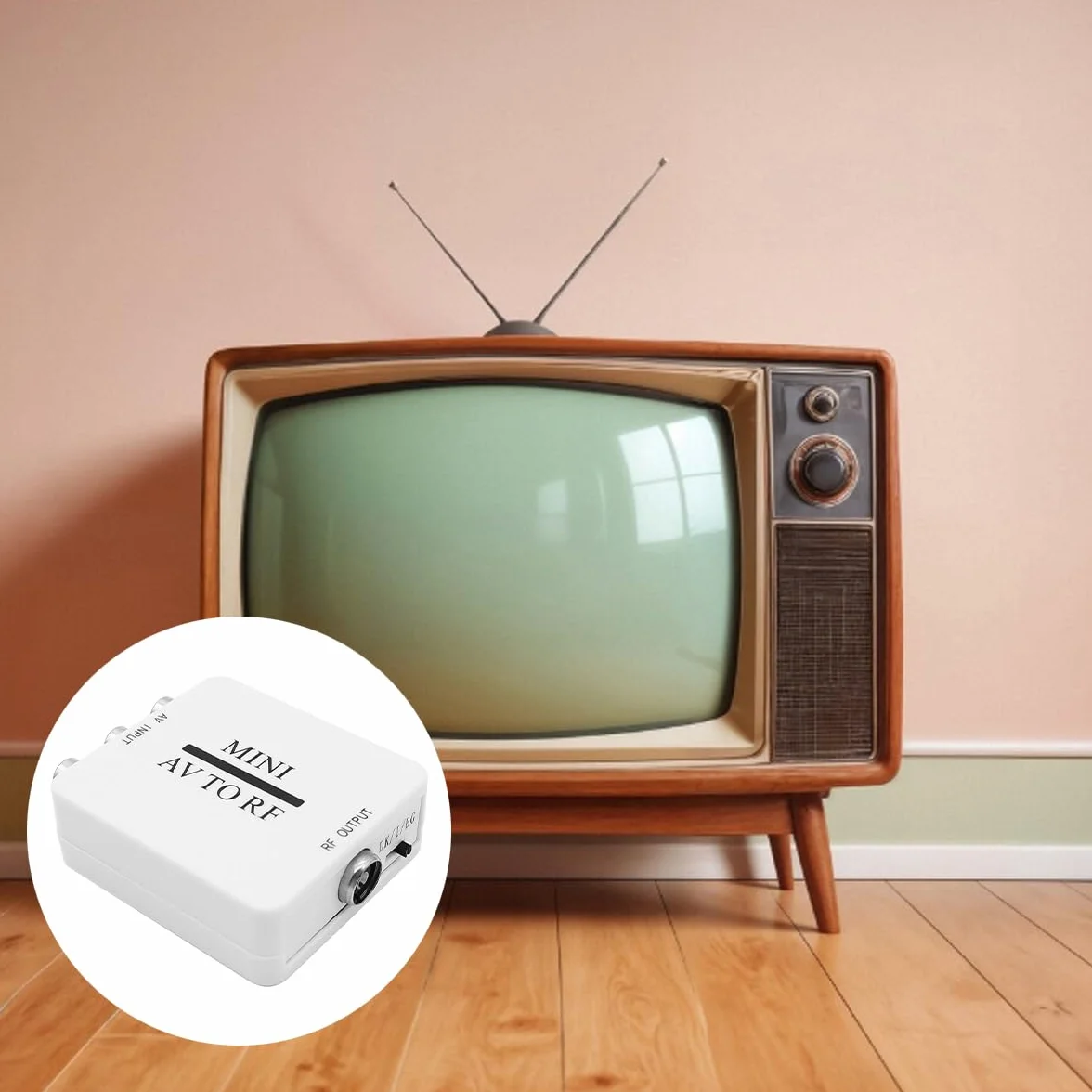 Convertisseur Modulateur Bidirectionnel RCA/composite AV Vers RF Adaptateur AV2 PAL/NTSC/SECAM Vers PAL/NTSC Système TV Compatible Avec DVD/VCR/PS/Projecteur (Blanc, Plug and Play)