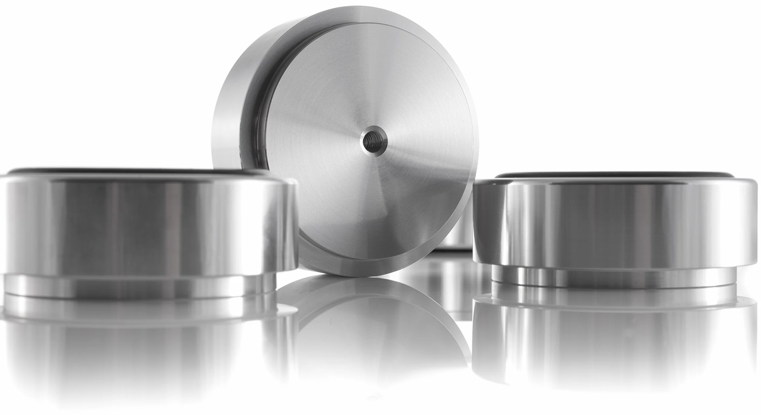 Lot de 4 pieds en aluminium massif 44 x 17 mm - Absorbeur audio - Argenté