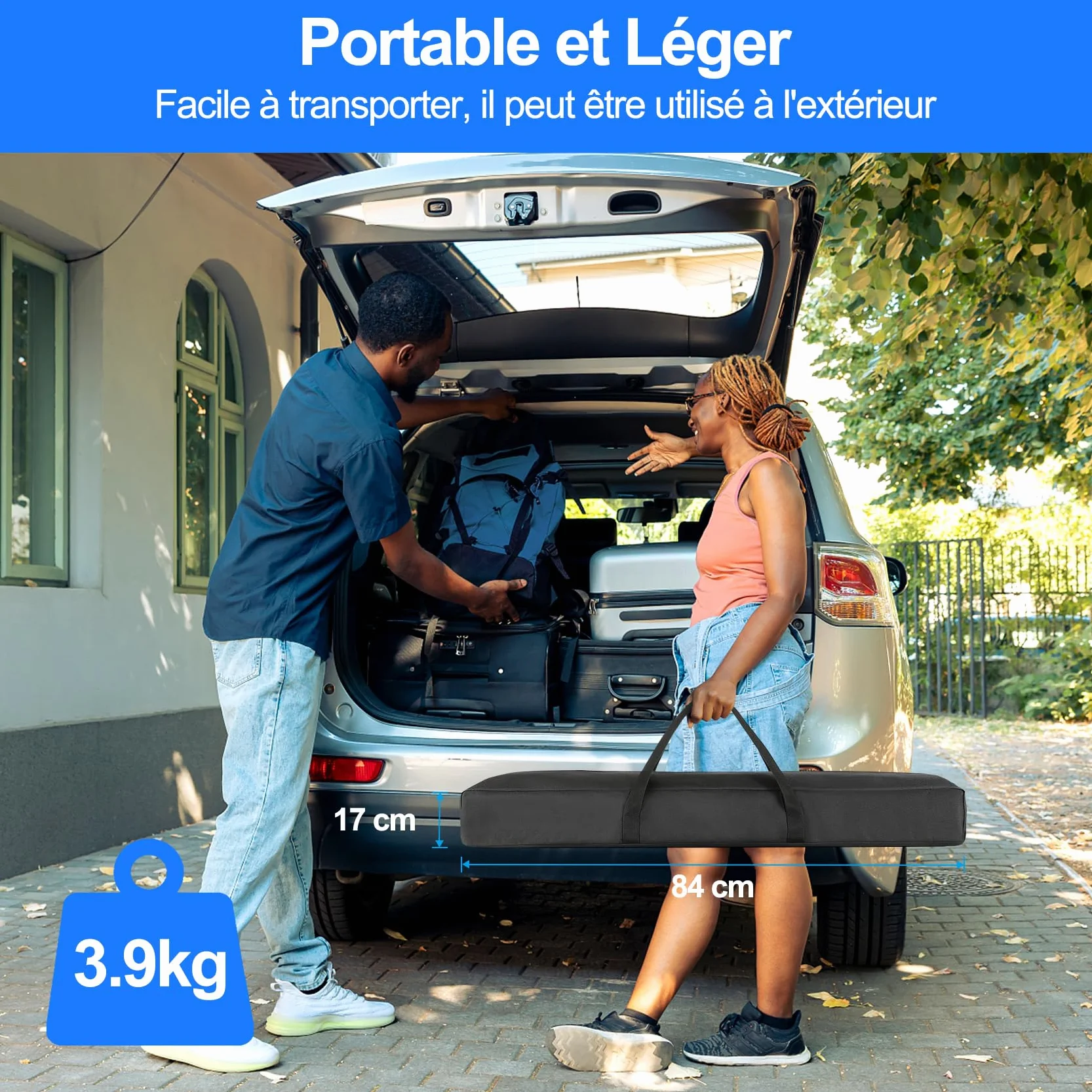 VISULAPEX Écran de Projection 120" 4K HD 16:9 Pliable sur Pied avec Sac Portatif