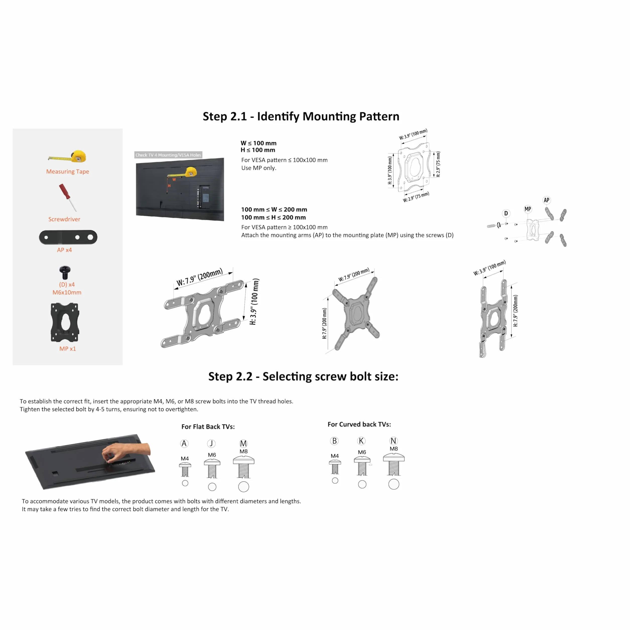 Amazon Basics Support Mural Pour Téléviseur, Mouvement Complet, Pivotant et Inclinable, Pour Téléviseurs ou Écrans Plats et Incurvés 12 à 40 Pouces Jusqu’à 36kg, Support TV, VESA max. 200x200mm, Noir