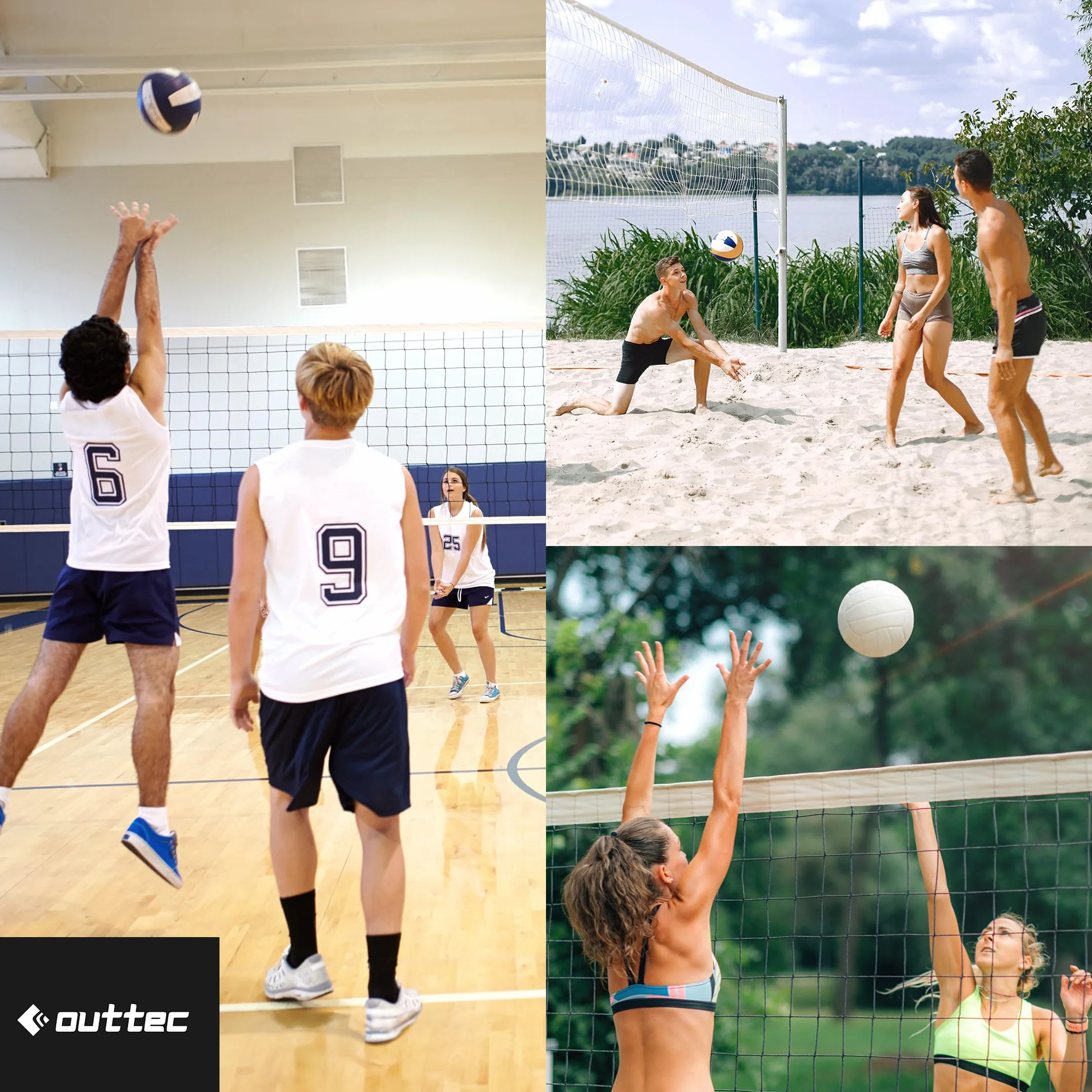 Filet de volleyball pliable 9,9 x 0,9 m portable avec sac de transport pour jardin plage piscine