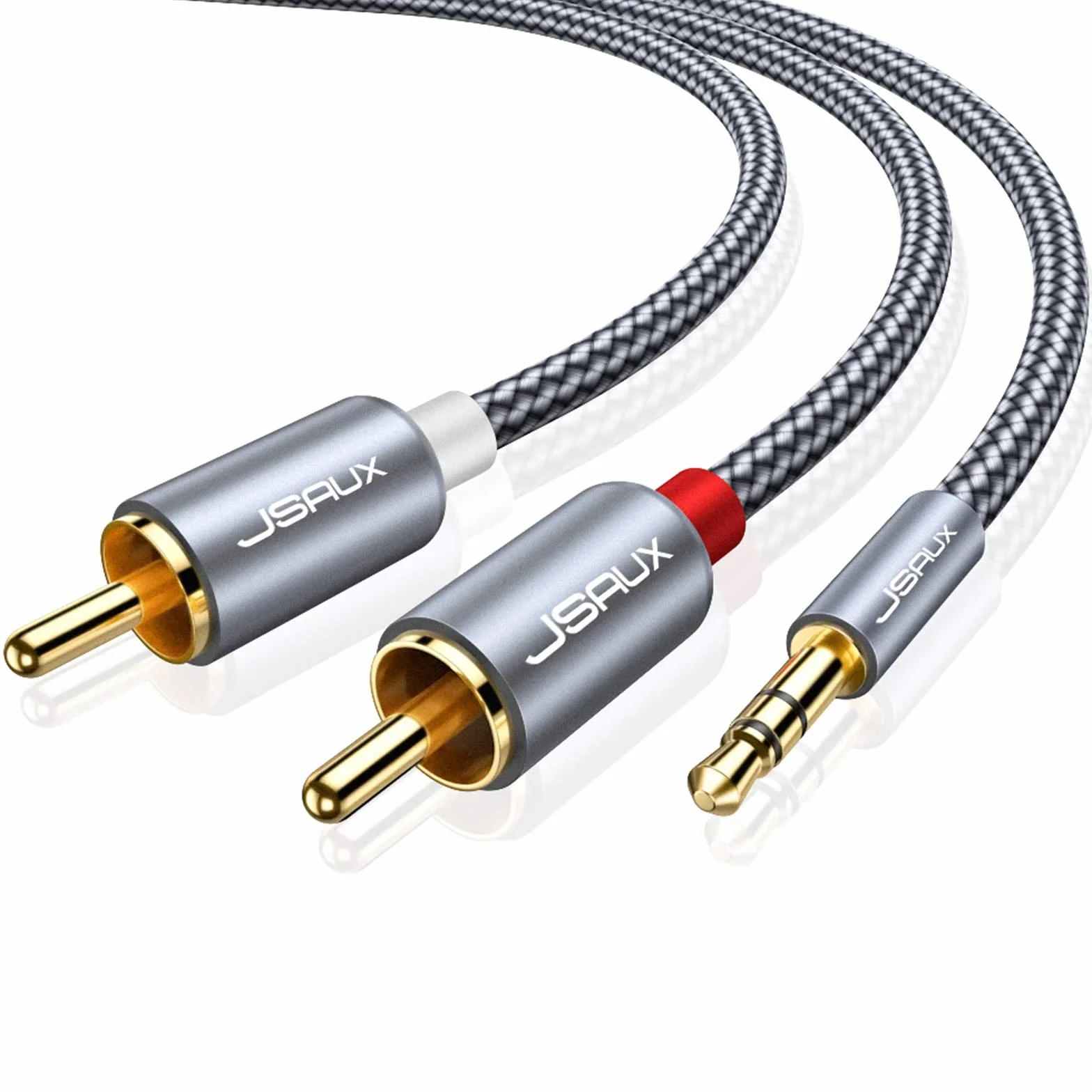 JSAUX Câble Cinch Jack Audio 3.5mm Mâle vers 2 RCA Mâle Câble RCA Jack Stéréo Compatible avec TV PC Téléphone Tablette Amplificateur Chaîne HiFi DVD Barre de Son Home Cinéma Autoradio Enceinte-2M