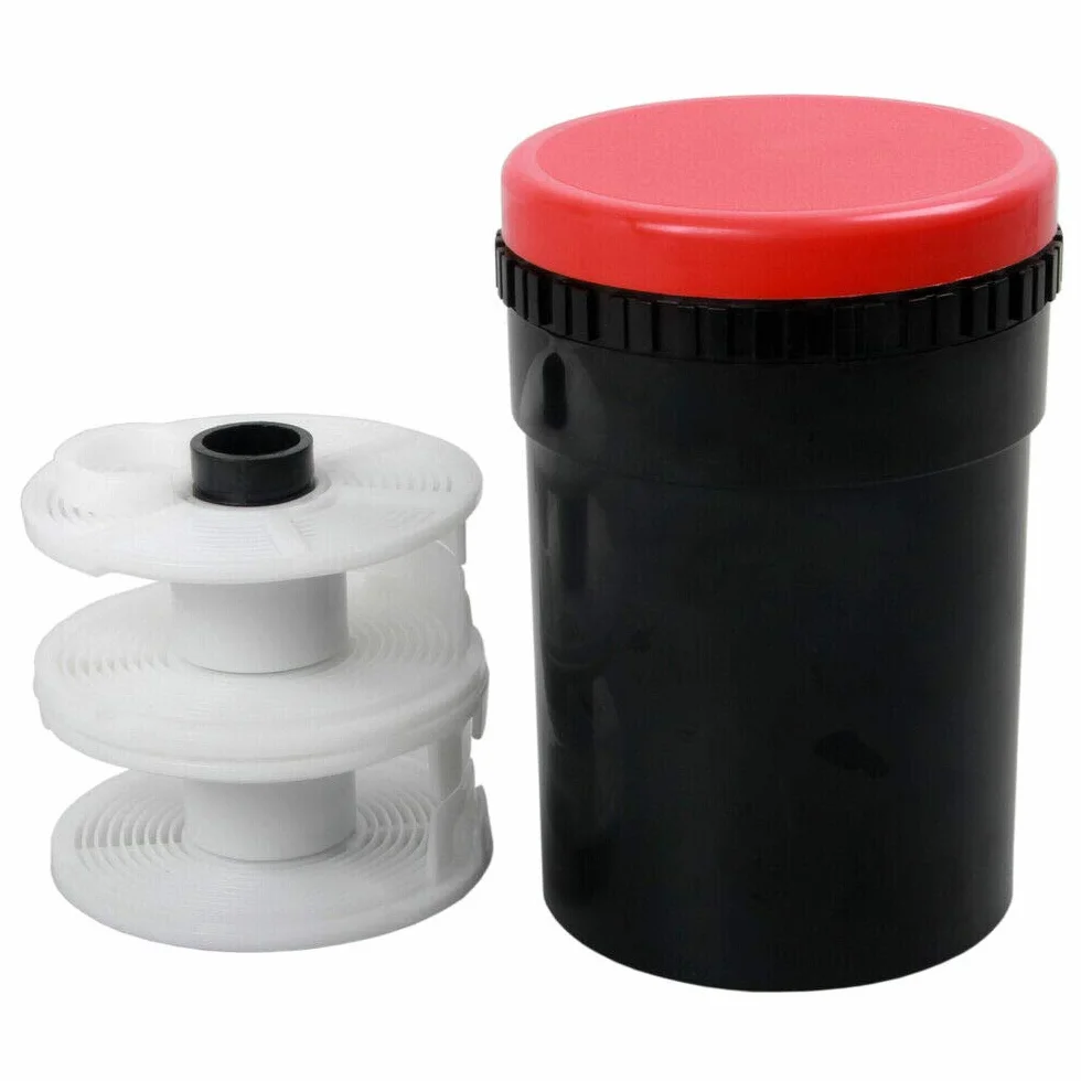 Kit de développement Photo argentique pour Chambre Noire Traitement de Film négatifs 135, 120 127 126, étuis à négatifs 4 Bandes de 3 négatifs 6x6cm Compact cuve de développement.