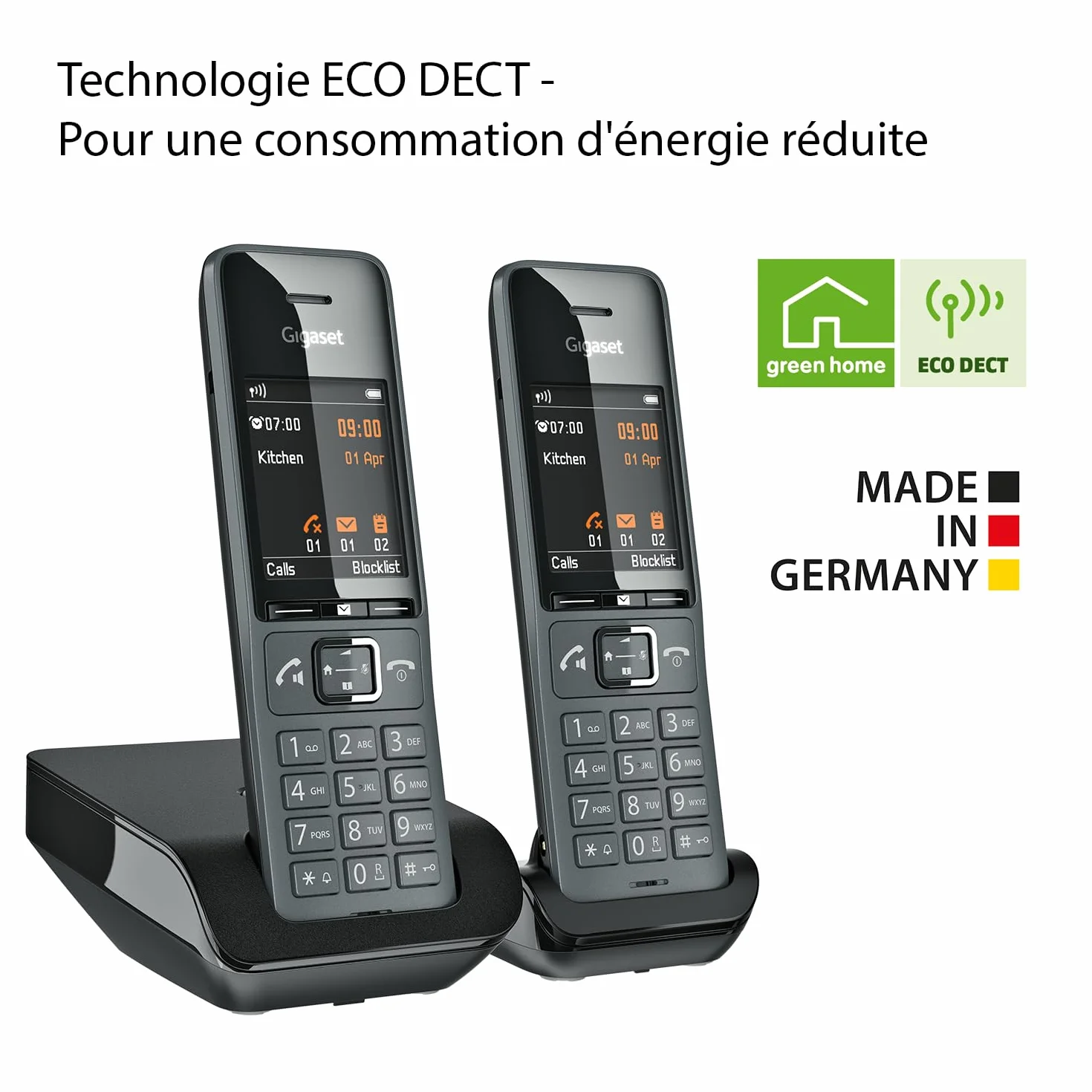 Gigaset Comfort 520 Duo Téléphones DECT sans Fil Blocage d'appels Répertoire 200 Contacts Gris