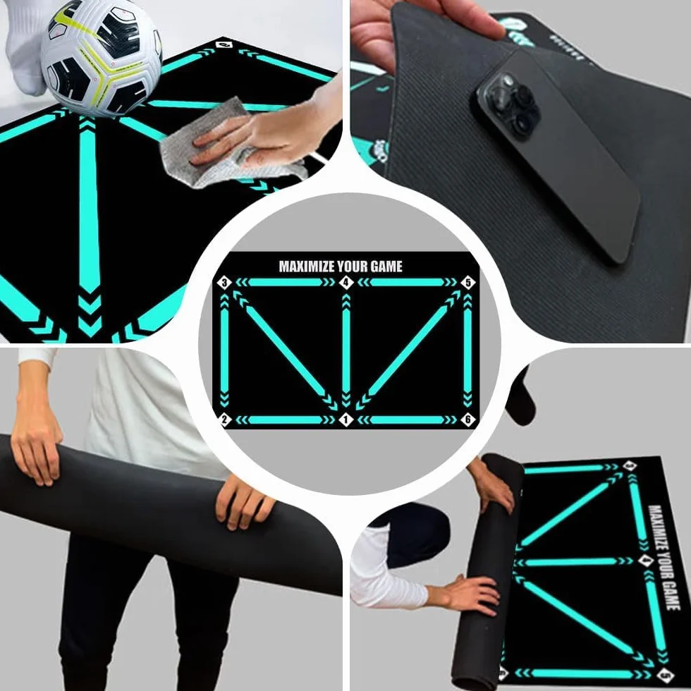 Tapis d'entraînement de football antidérapant bleu - Accessoires de dribble