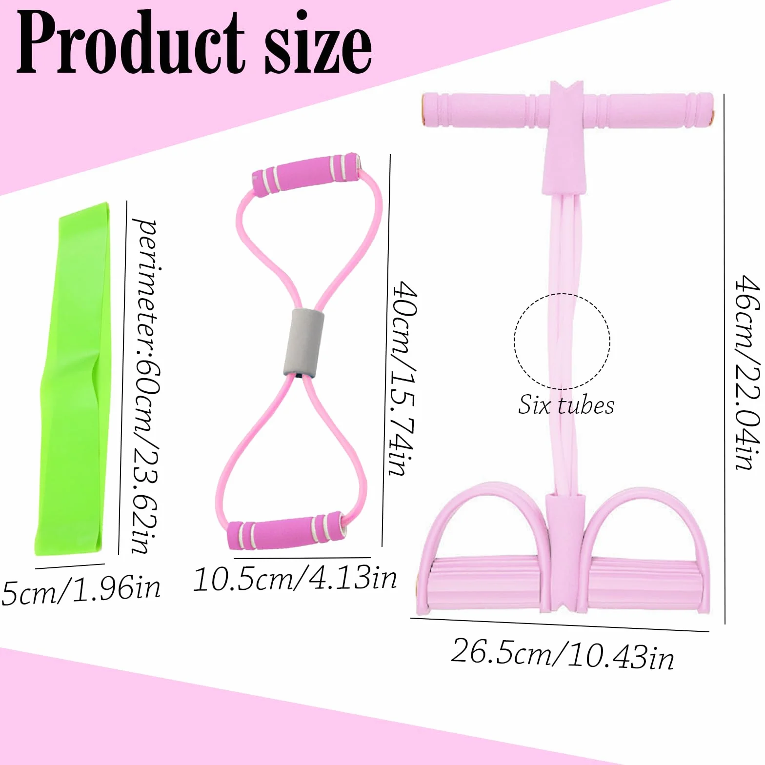 Multifonctionnelle Corde de Tension avec Figure 8 Bande de Résistance 6 Tubes Élastique Sport Expander pour Gymnase Yoga