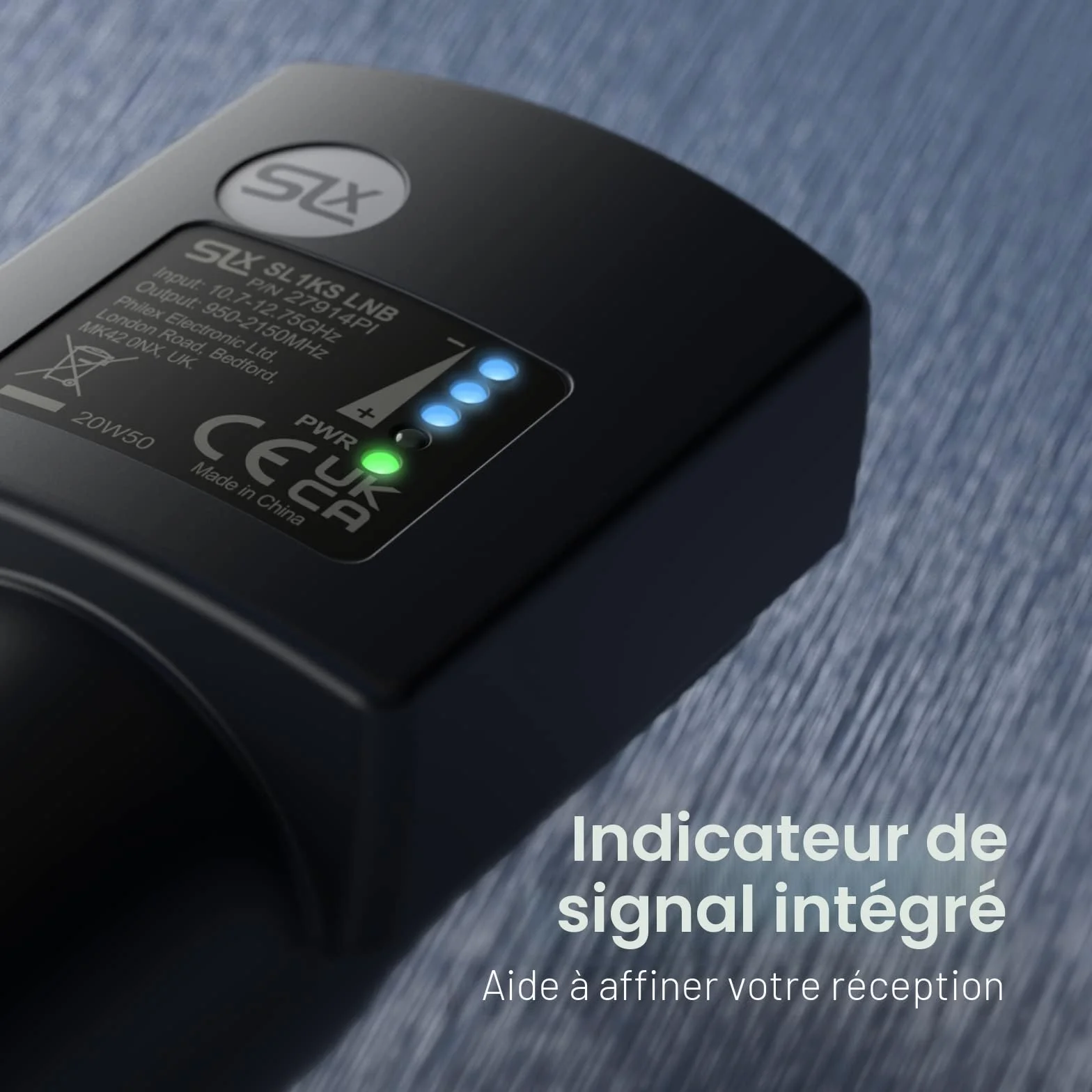 Tête de Parabole LNB Universelle à Sortie Unique avec Détecteur de Force du Signal, Tete Universelle pour Parabole, Réception HD, 4K, UHD, Full HD