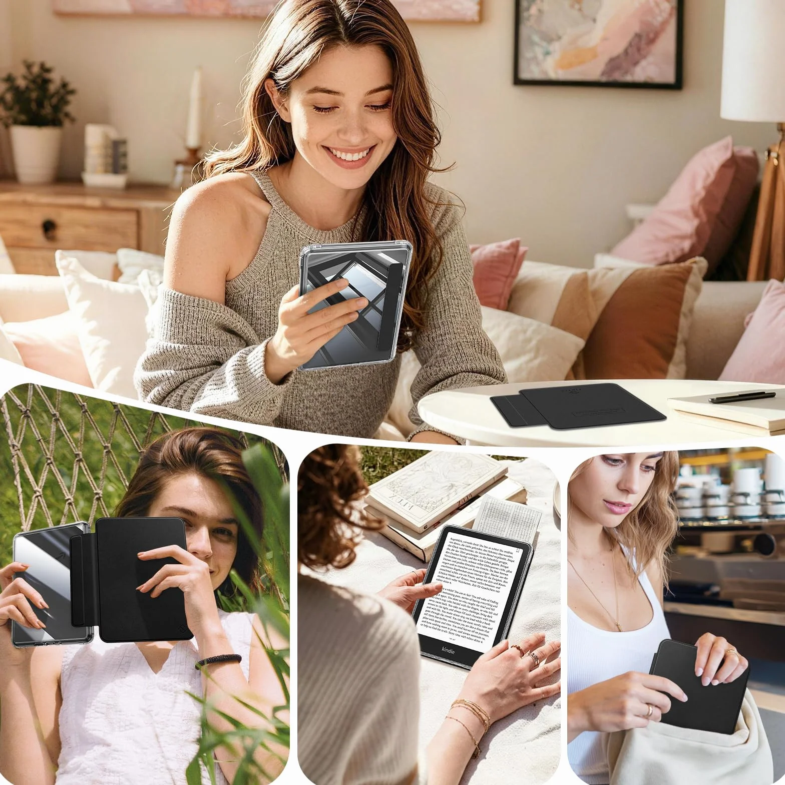 FINTIE Coque Magnétique Détachable pour 7" Kindle Paperwhite (12e Génération, 2024) et Kindle Colorsoft (1re Génération, 2025/2024), Étui Transparent Antichoc avec Bord TPU, Noir