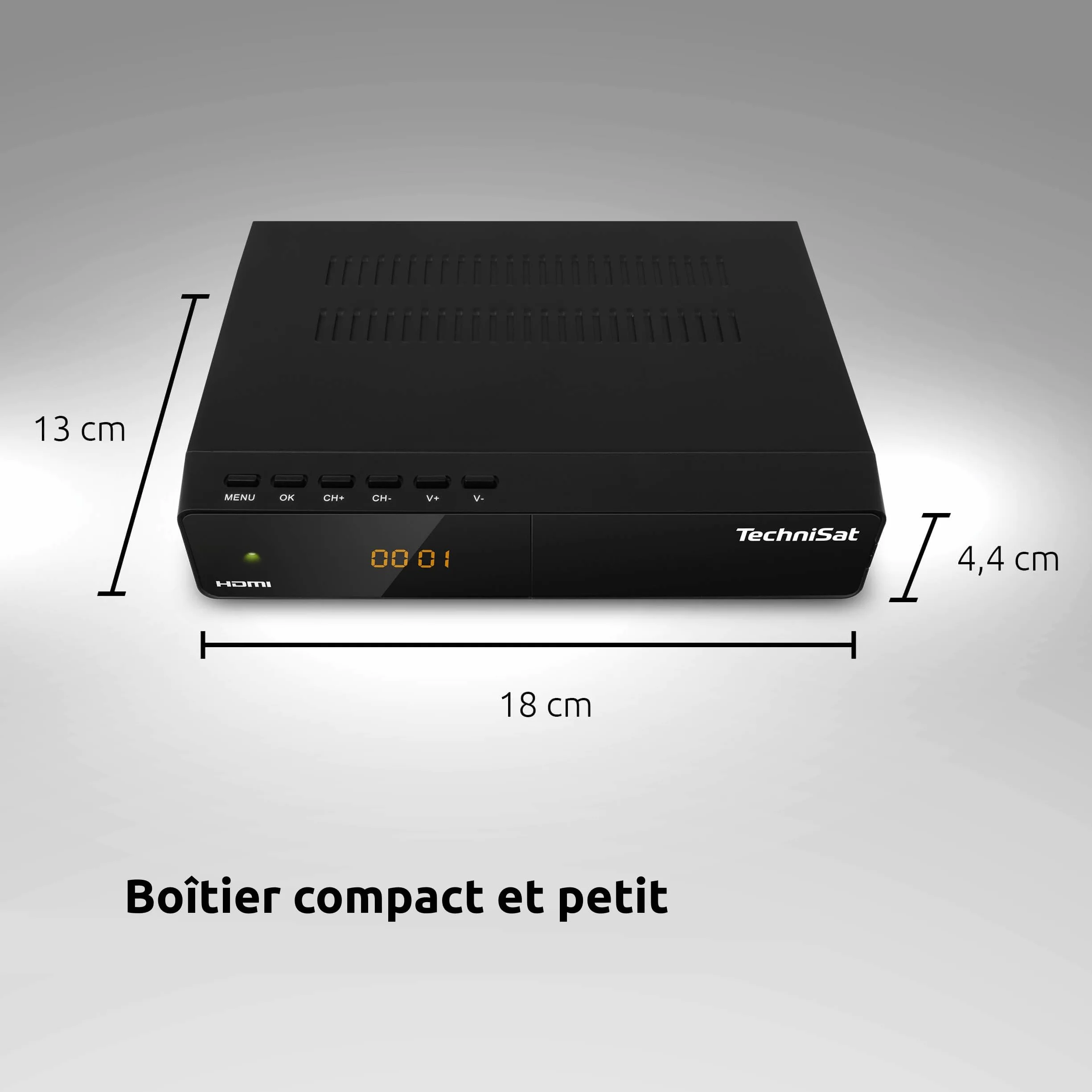TechniSat HD-S 261 - Récepteur Satellite HD Compact (Sat DVB-S/S2, HDTV, HDMI, USB, liste préinstallée, minuterie, Commande Locale, télécommande) Noir