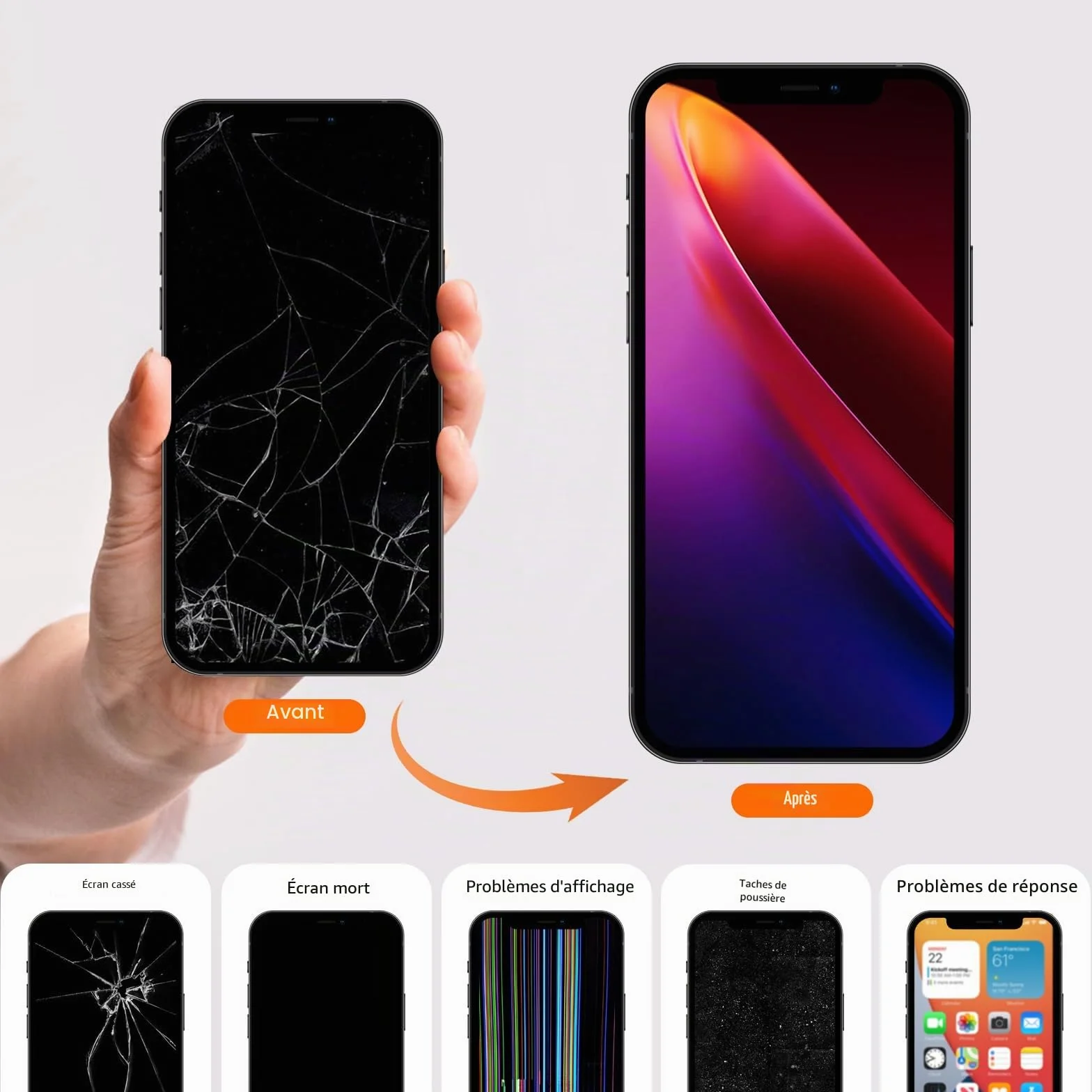 DTD Écran pour iPhone 12/iPhone 12 Pro LCD 6.1" Ecran de Remplacement FHD 3D Touch Ecran Digitizer Cadre de Montage et Kit de réparation