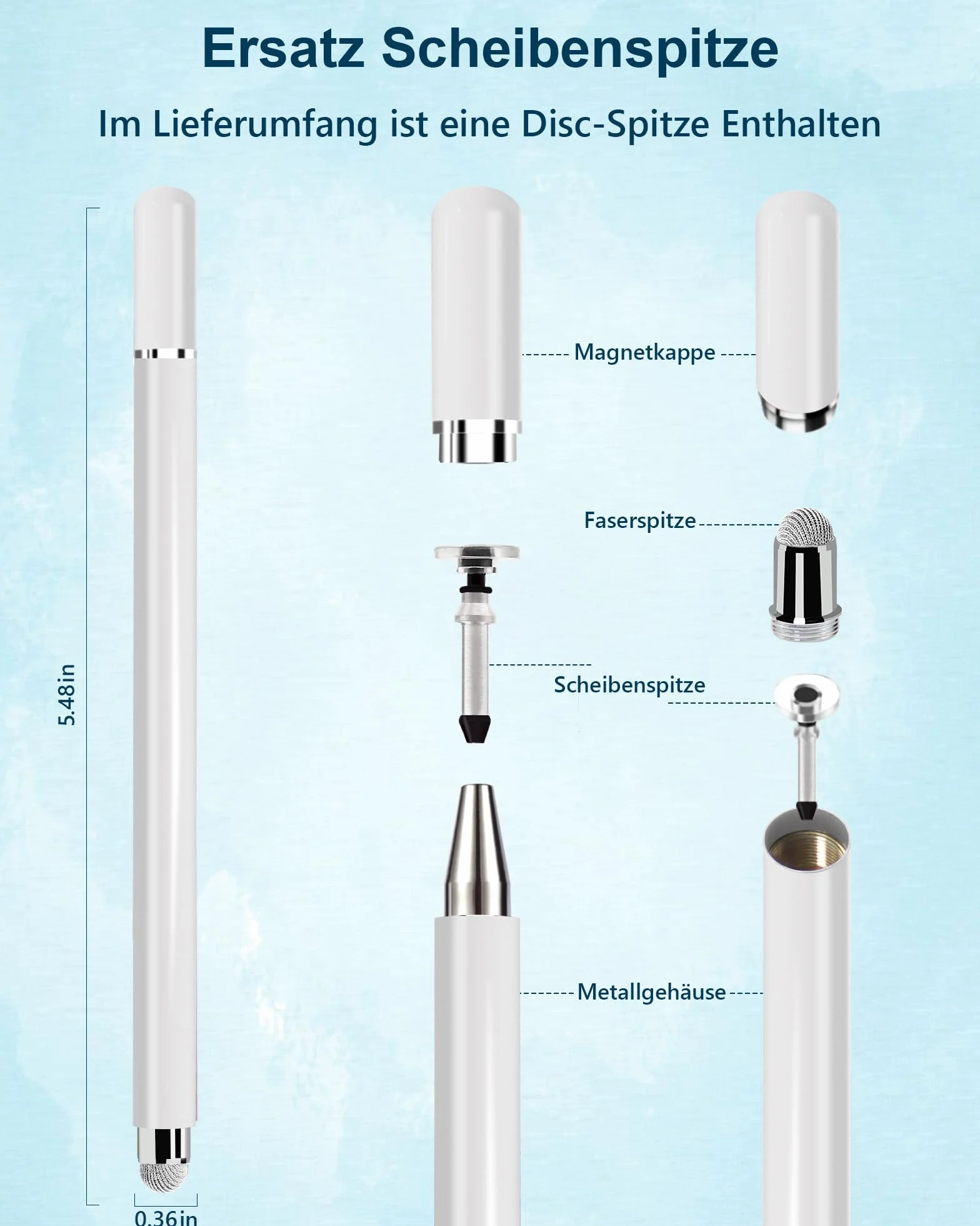 Stylet Universel Haute Précision pour Écrans Tactiles, Compatible Tablettes Smartphones Samsung Galaxy Android (Blanc/Noir)