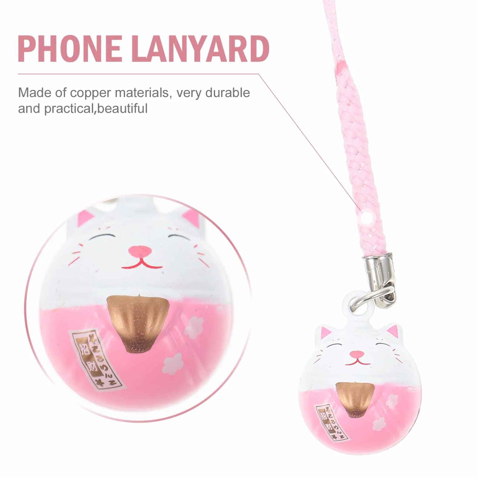 TOYANDONA Maneki Neko Lot de 5 breloques pour téléphone portable en forme de chat porte-bonheur en cuivre