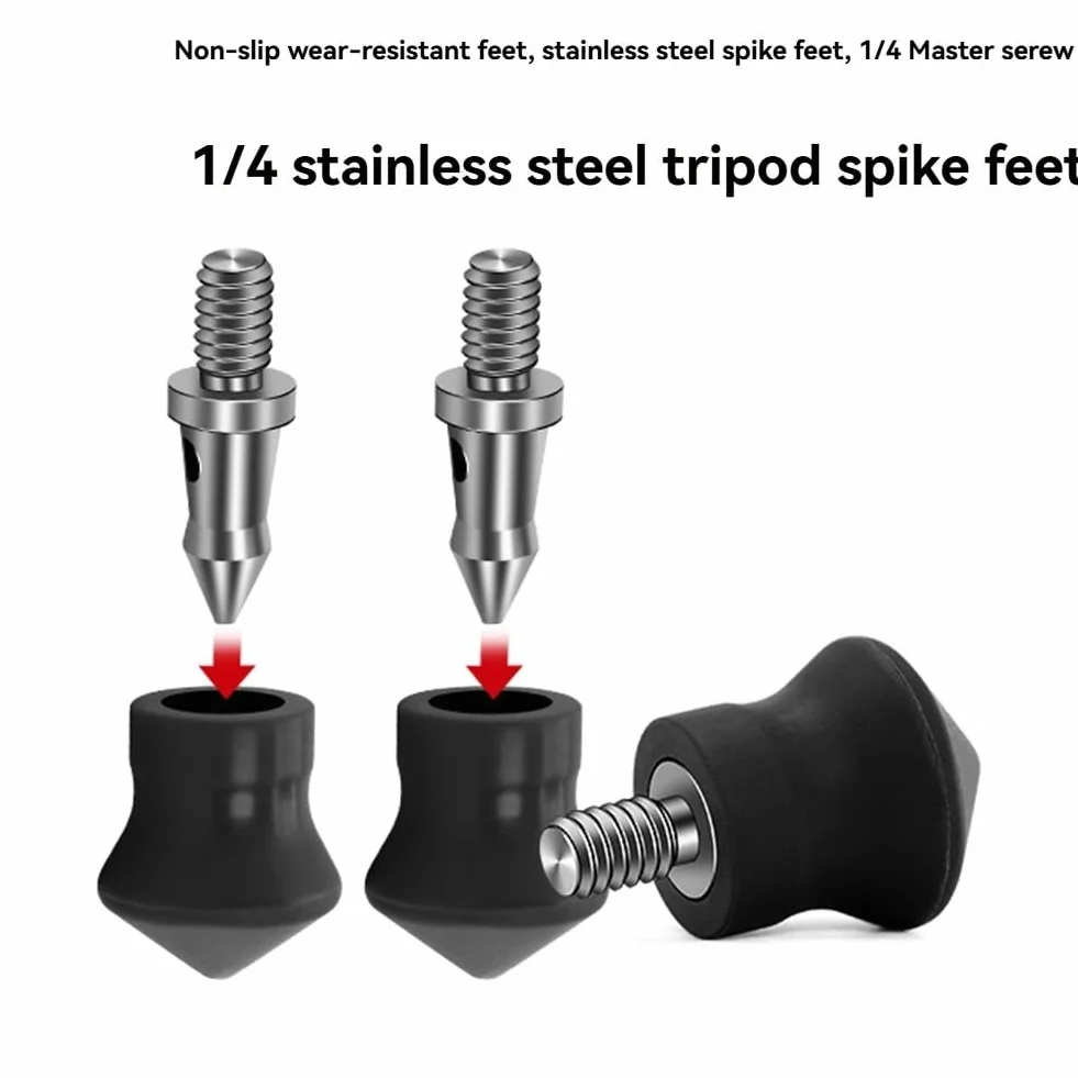 Lot de 3 Pieds de Trépied Universels avec Filetage de 1/4 Pouce en Acier Inoxydable pour Pieds de Monopode et Pièces de Rechange