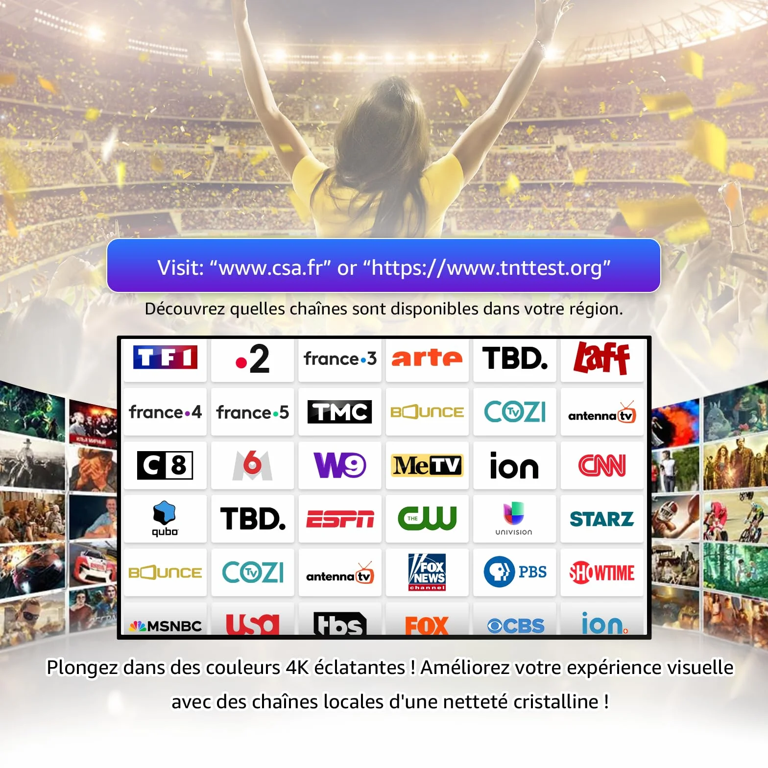 Amplificateur de Signal TV Booster TNT HD 4K avec Filtre 4G Intérieur Extérieur