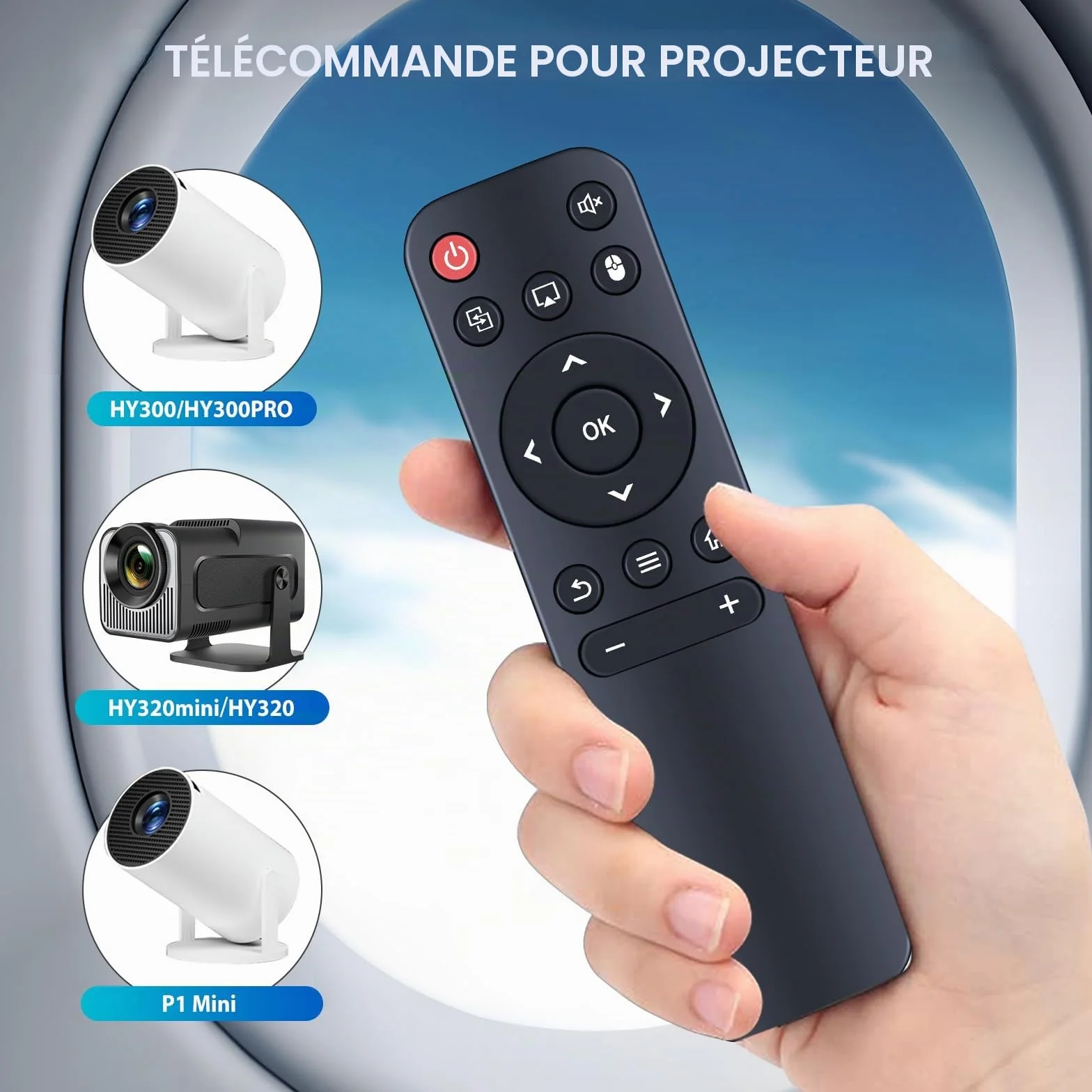 Télécommande de Remplacement pour Projecteur HY300, HY300 Pro, Compatible Gaimoo GM200, Xgody HY300Pro