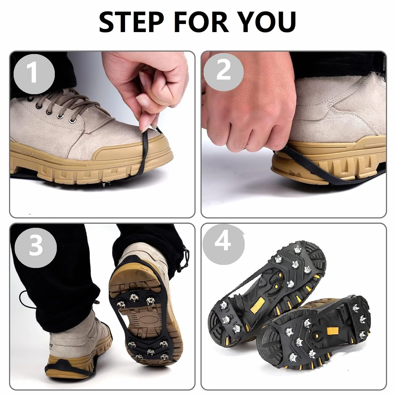 Crampons Antidérapants pour Randonnée, Escalade, Marche - 8 Dents
