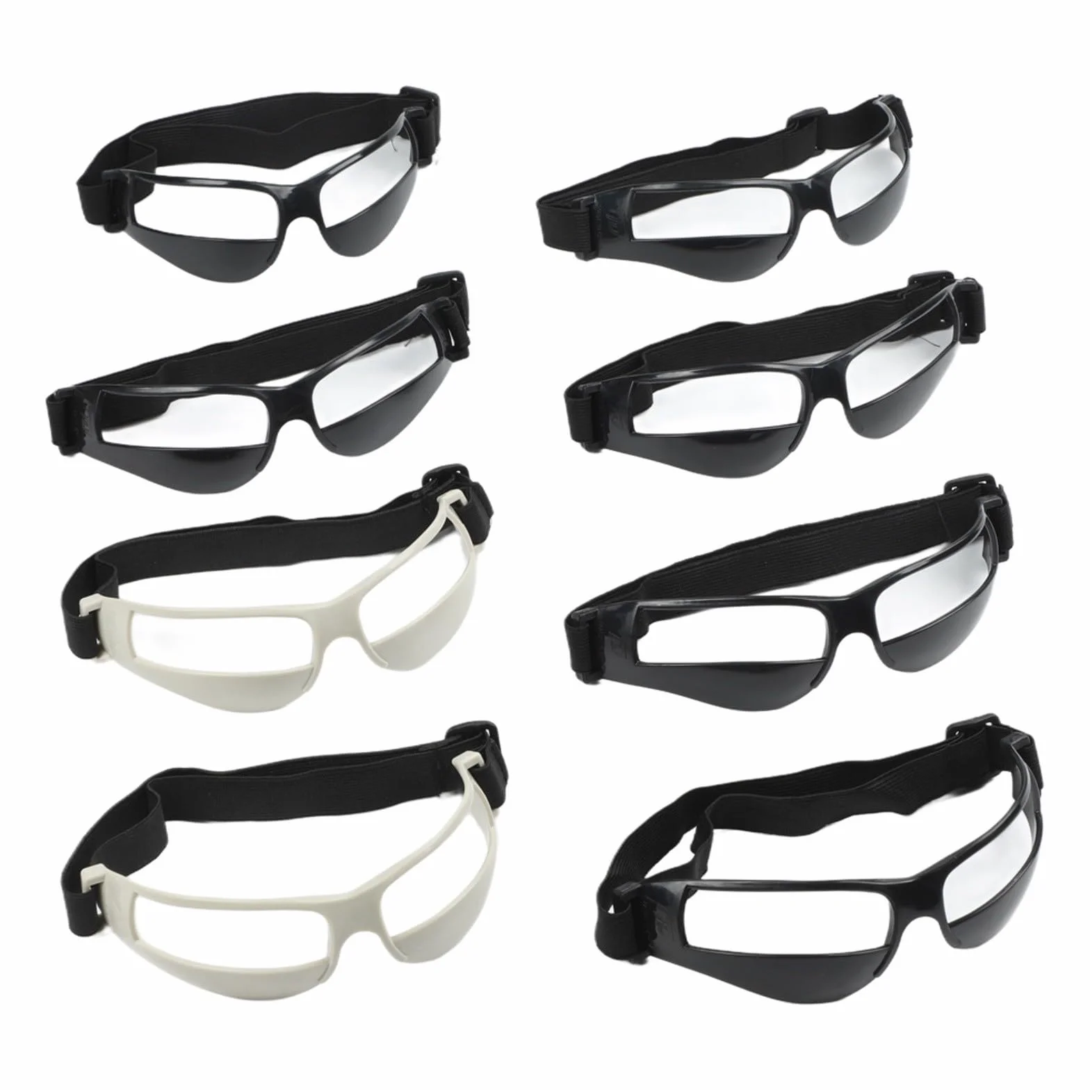 Lot de 8 paires de lunettes de dribble basket-ball entraînement, vision tête haute bande réglable cadre plastique