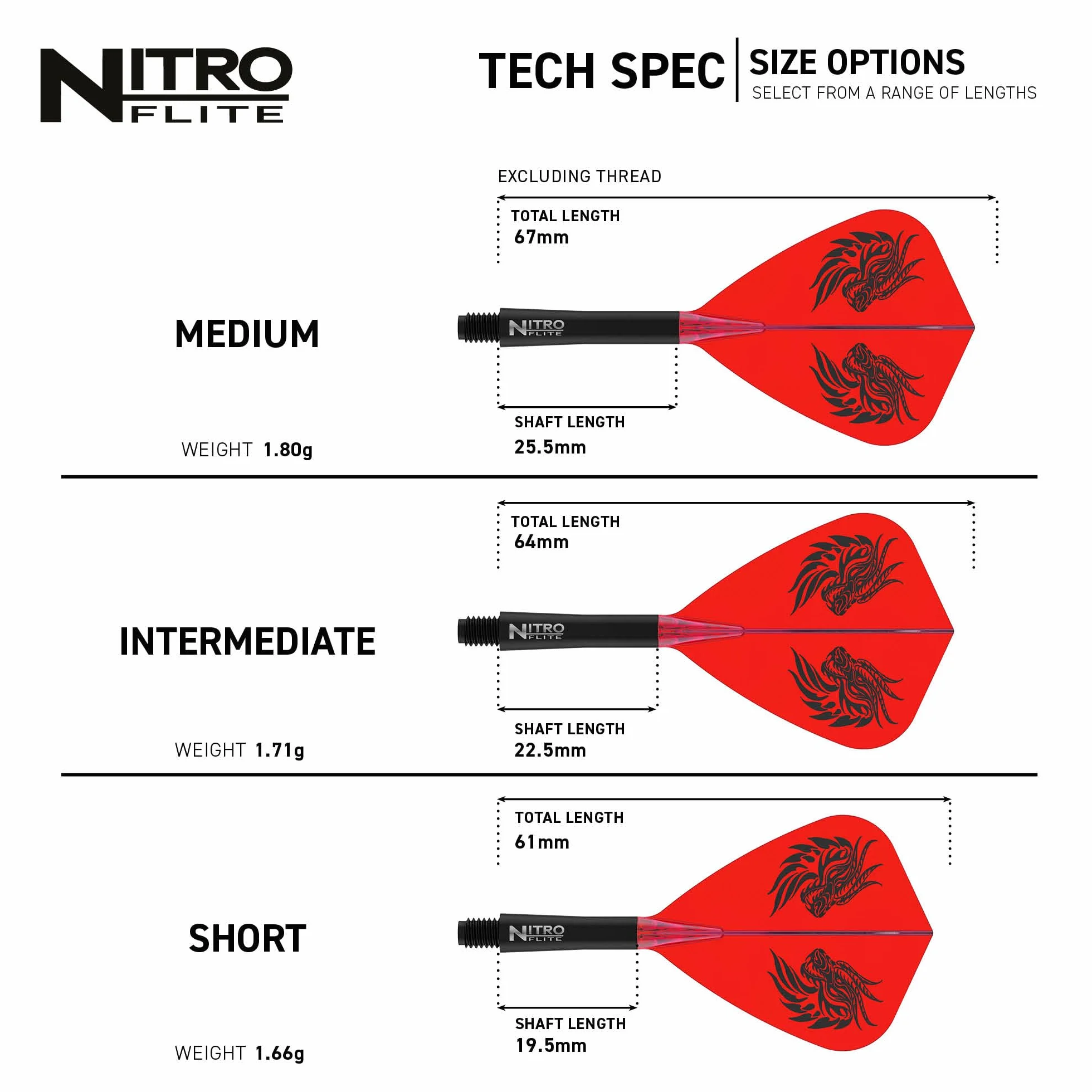 RED DRAGON Fléchettes Nitro Flite Système Flight & Shaft Intégré Jonny Clayton The Ferret Noir Orange Moyenne