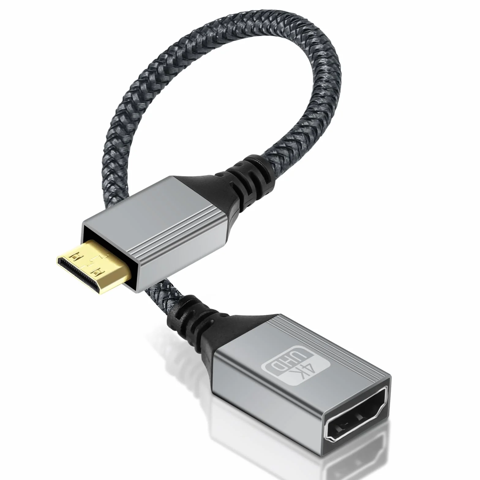 AXFEE Mini HDMI vers HDMI Câble 20cm, 4K 60Hz Mini HDMI Mâle vers HDMI Femelle, en Charge Ethernet,UHD,3D,HDR,Arc,Compatible avec Nikon D7100 Canon EOS RP/R