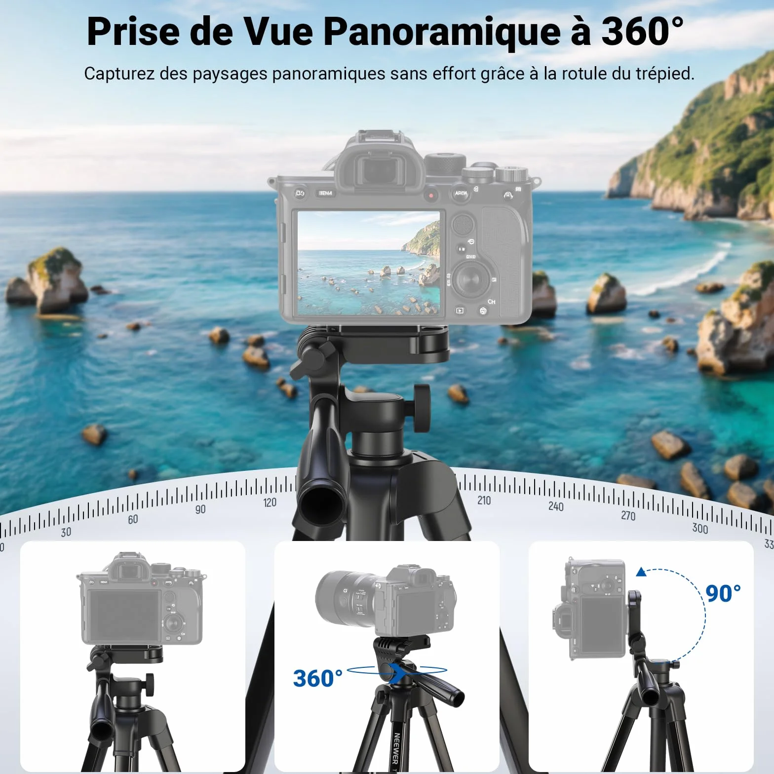 NEEWER Entry Level Version Trépied pour Téléphone Portable et Appareil Photo, Support de Voyage Léger en Métal avec Griffe Porte-Téléphone Portable Compatible avec iPhone, TP53