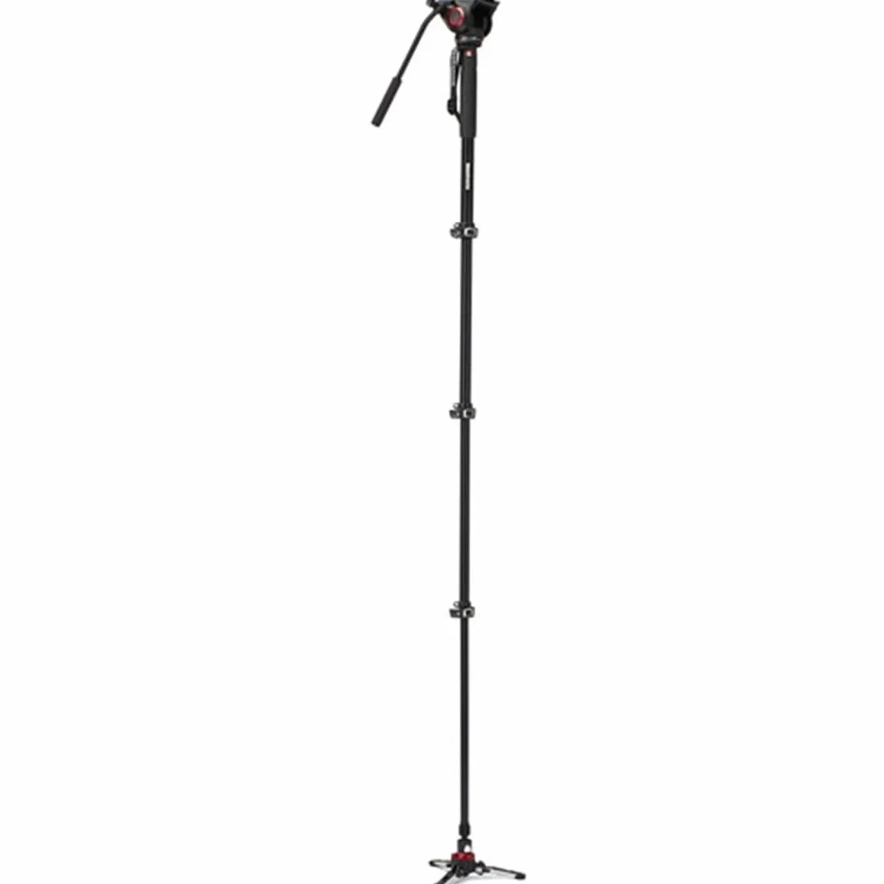 Manfrotto Video Monopod XPRO+, Tige de Stabilisateur pour Appareil Photo et Vidéo à 4 Sections en Aluminium, avec Base Fluide, Support Smartphone et Téléphone