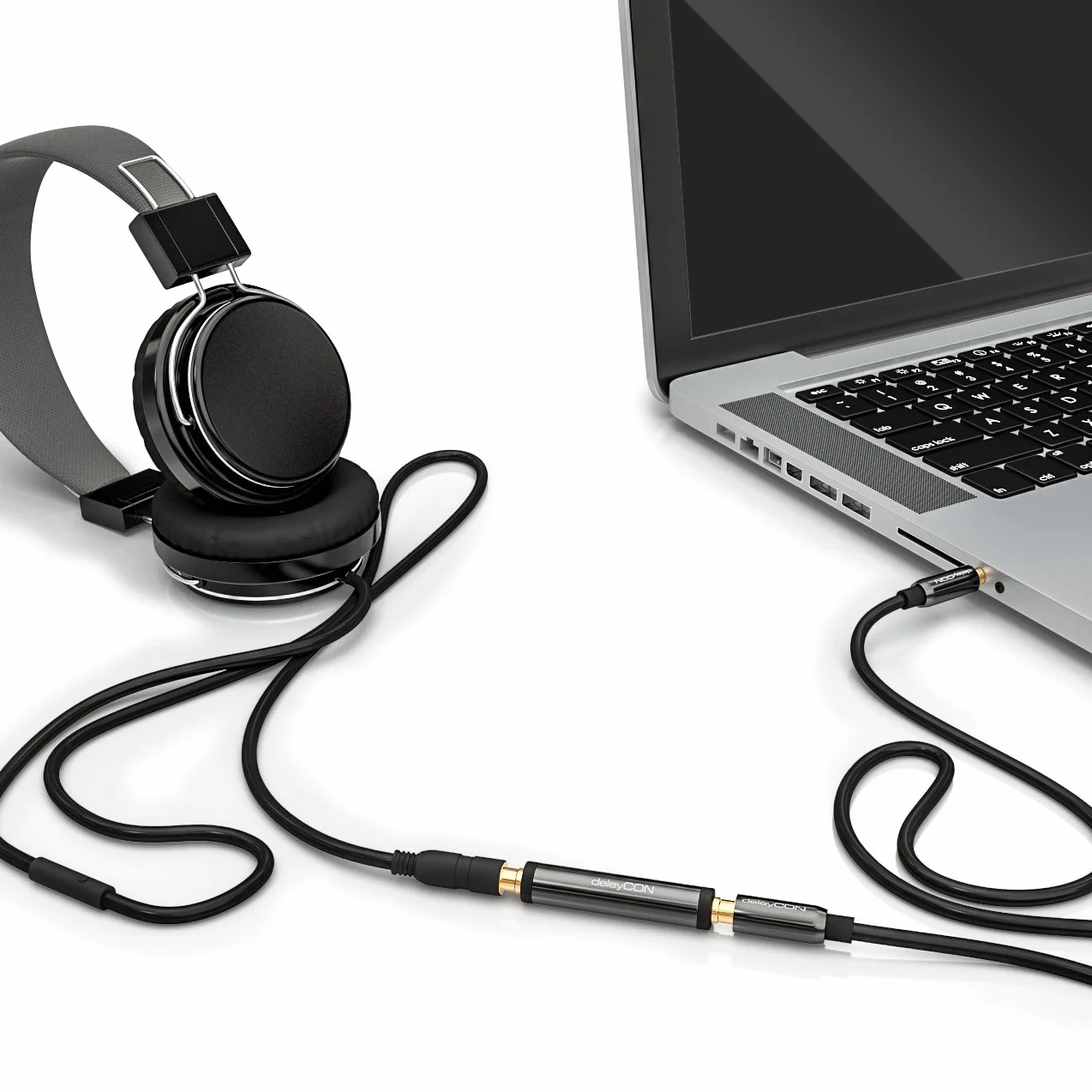 deleyCON Adaptateur Jack Audio Stéréo - Jack 3,5mm Femelle to Femelle - Noir