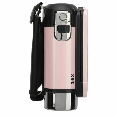 Akozon Caméra Vidéo Numérique 1080P 16MP Caméscope Écran Rotatif 2,4 Pouces Zoom 16X