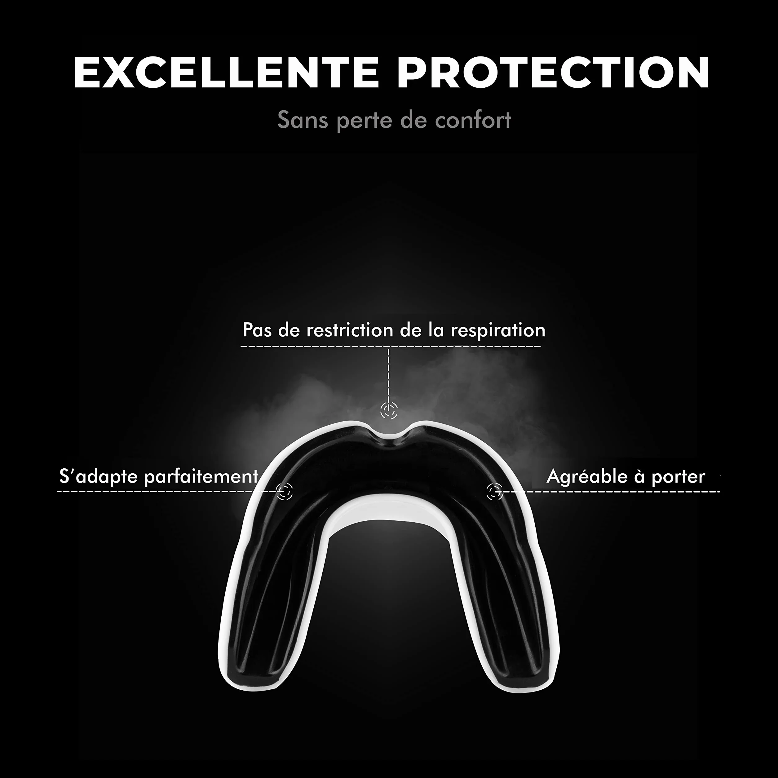 FIGHTR® Protège-Dents Sport Boxe MMA Muay Thai Hockey Arts Martiaux Respiration Facile Ajustable Boîte Hygiène