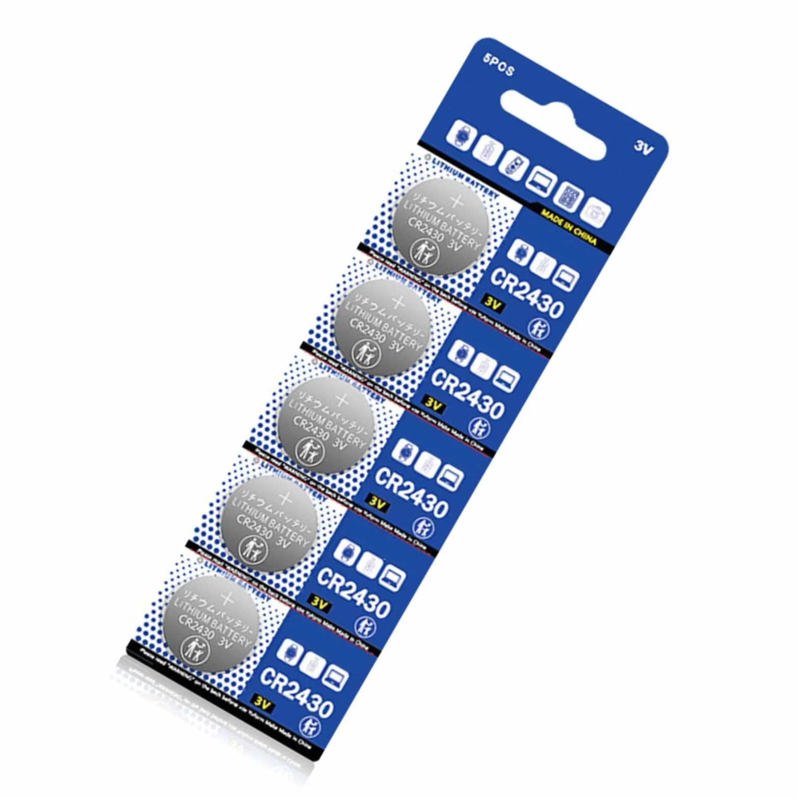 Lot de 5 piles bouton au lithium CR2430 DL2430 KL2430 KECR2430 KECR2430 3 V 270 mAh pour télécommandes et flashes jouet