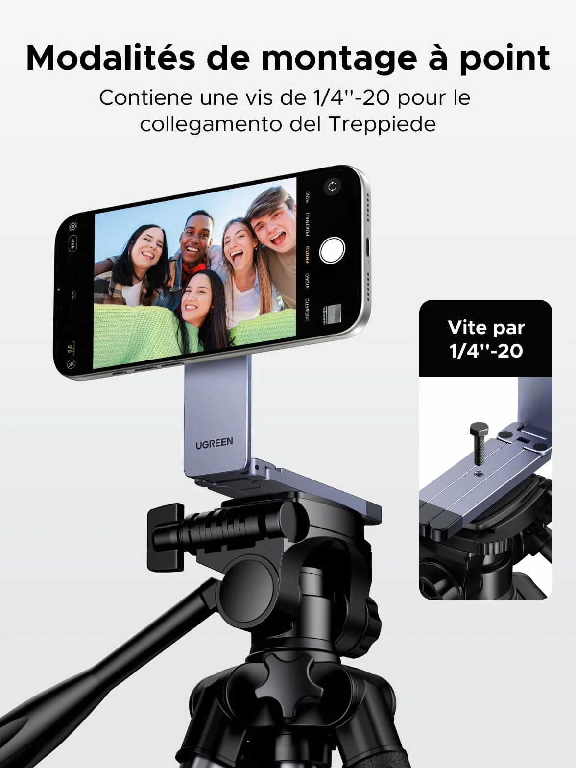 UGREEN Trépied Magnétique pour Téléphone MagSafe Gris Nébuleuse Alliage d'aluminium