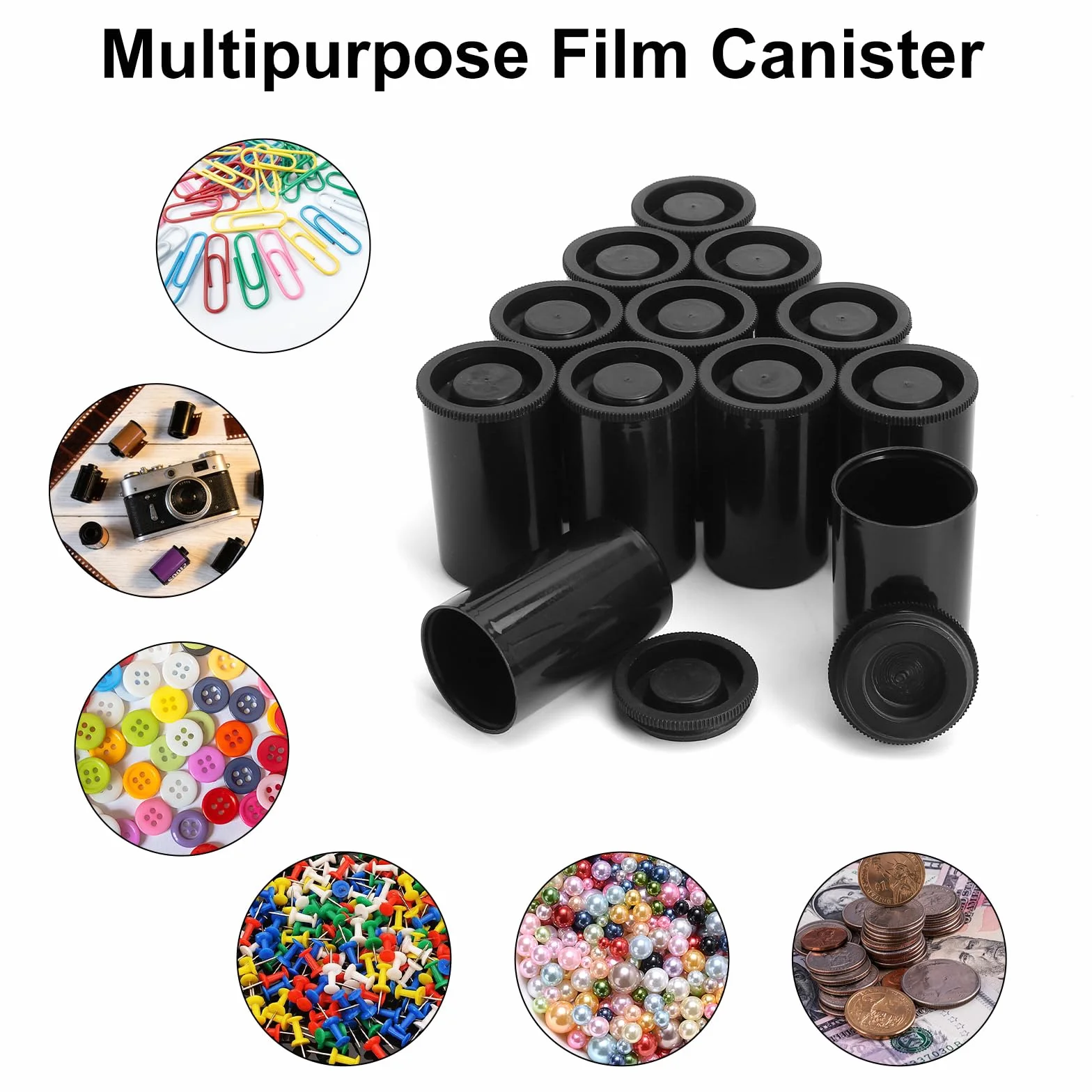 Boite Pellicule avec Couvercle 30 Pièces Noir, Boite Pellicule Plastique Rangement, Boite Pellicule Film 35mm, Petite Boite Plastique avec Couvercle pour Rangement Petites Pièces DIY
