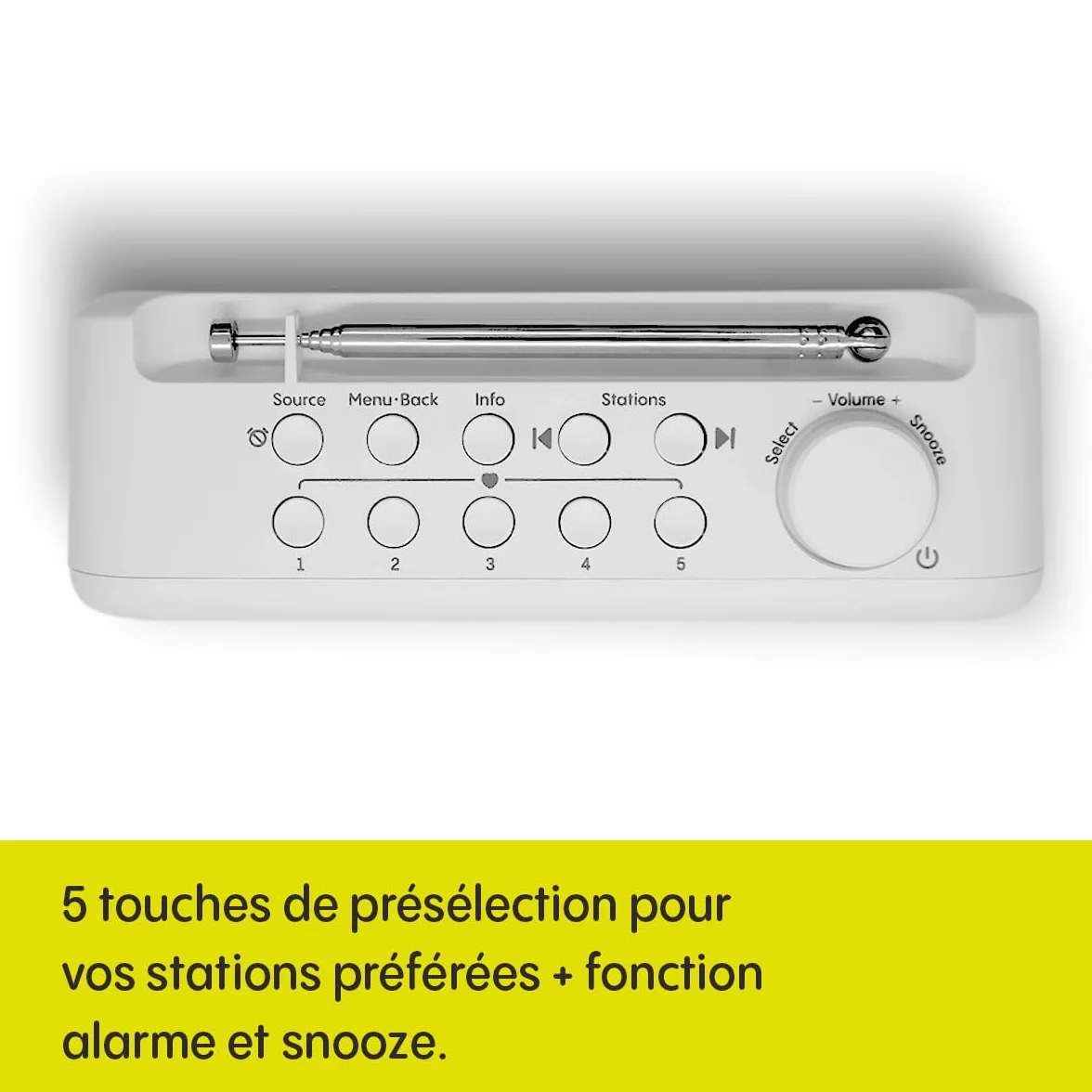 Pure Elan One2 Radio Portable Dab+/FM avec Bluetooth 5.1 (écran LCD, 10 Touches de mémoire, Fonctionne avec 4 Piles AA) Blanc Coton