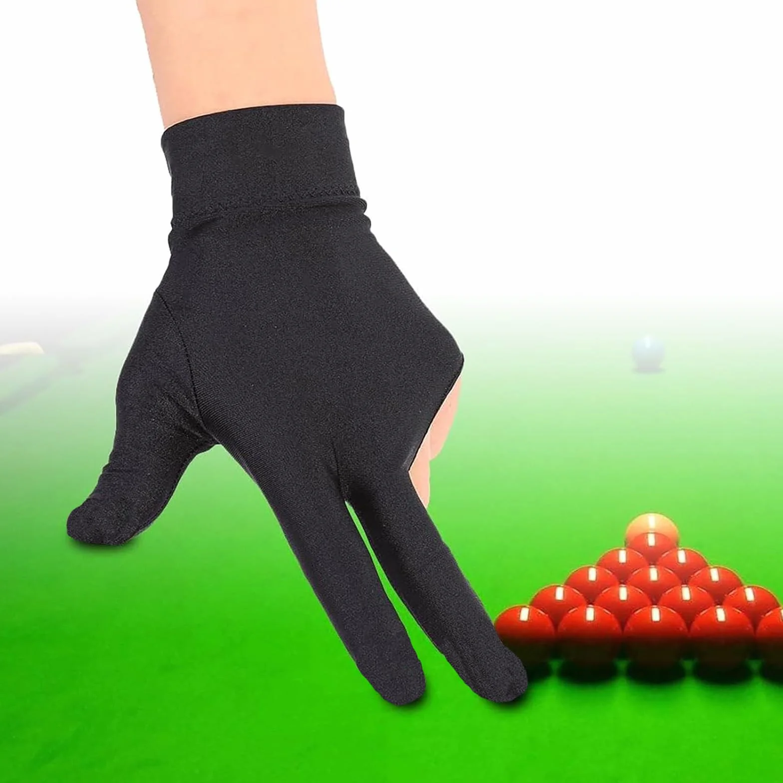 Gants de Billard élastiques en Lycra pour Main Gauche 3 Doigts Lot de 4 - Carom, Piscine, Snooker (Noir)