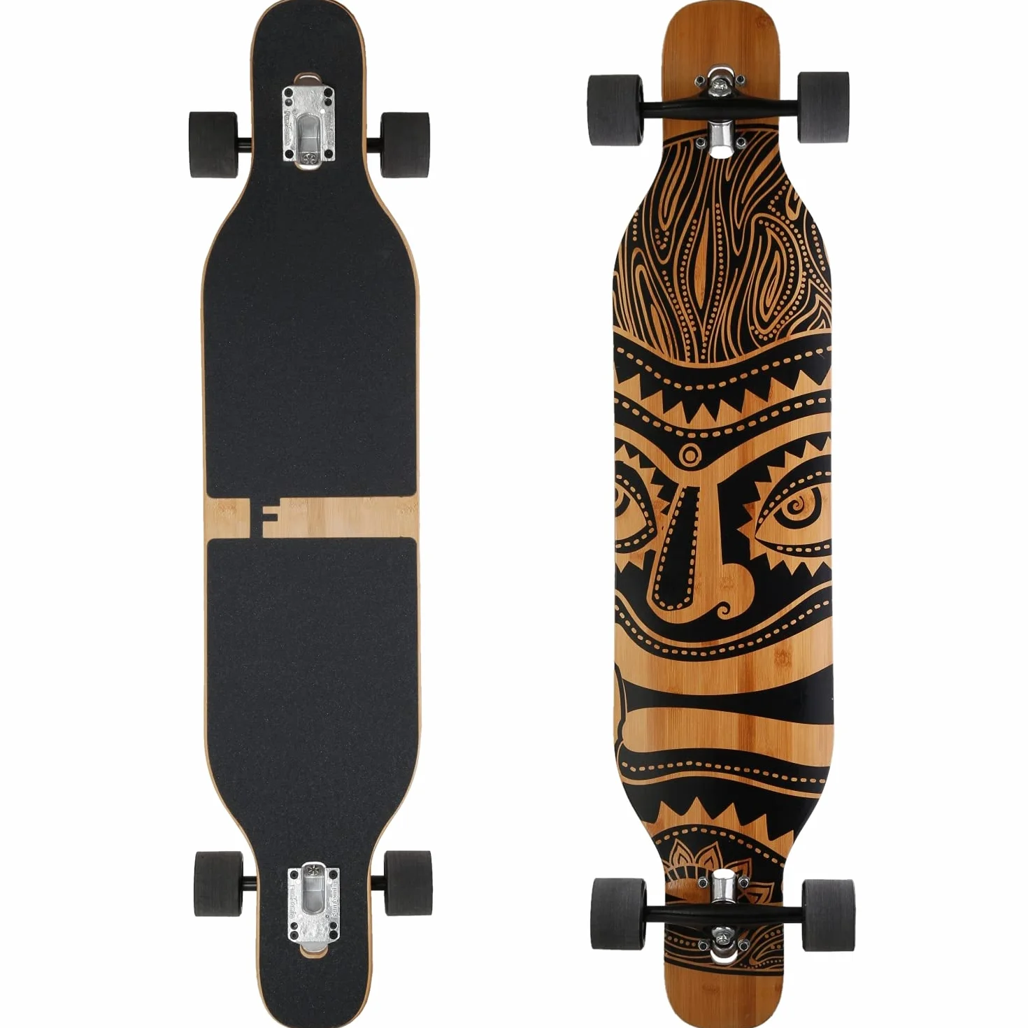 FunTomia Longboard Drop Through Cruiser Complet 3 Niveaux Flexibles Roulements Mach1 Speed Outil en T