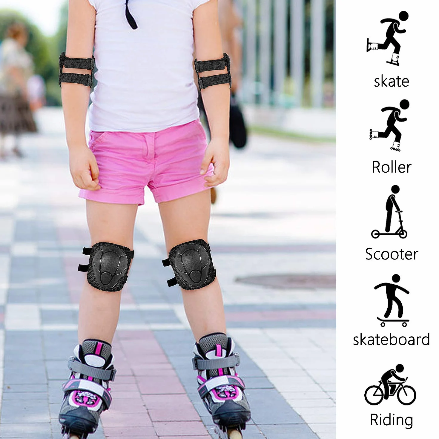 Sets de Protection Enfant Genouillères Coudières 6 Pièces Skateboard Vélo Roller BMX